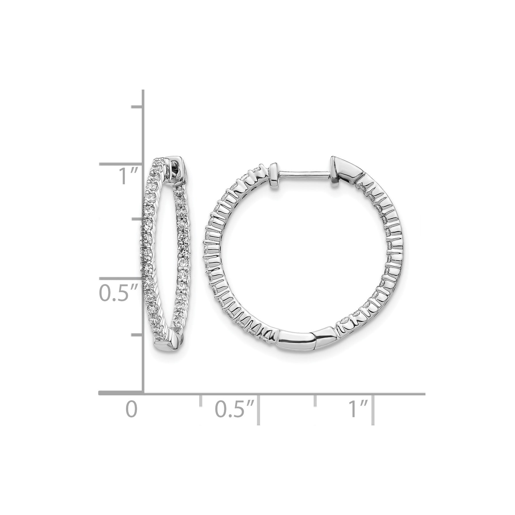 14k Gold Lab Grown Diamond Round In and Out Hoop Earrings