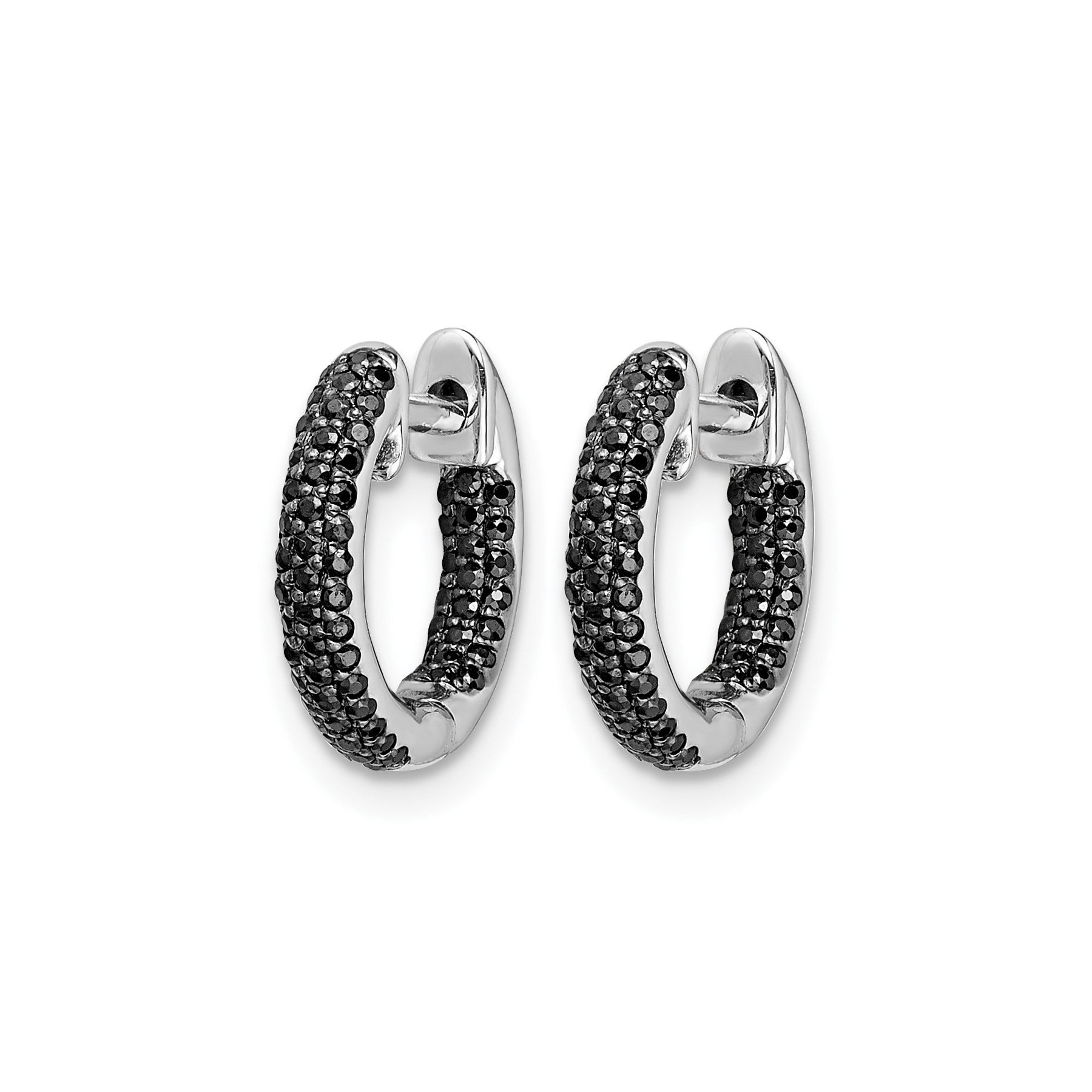 14k White Gold Lab Grown Diamond In & Out Hinged Hoop Earrings