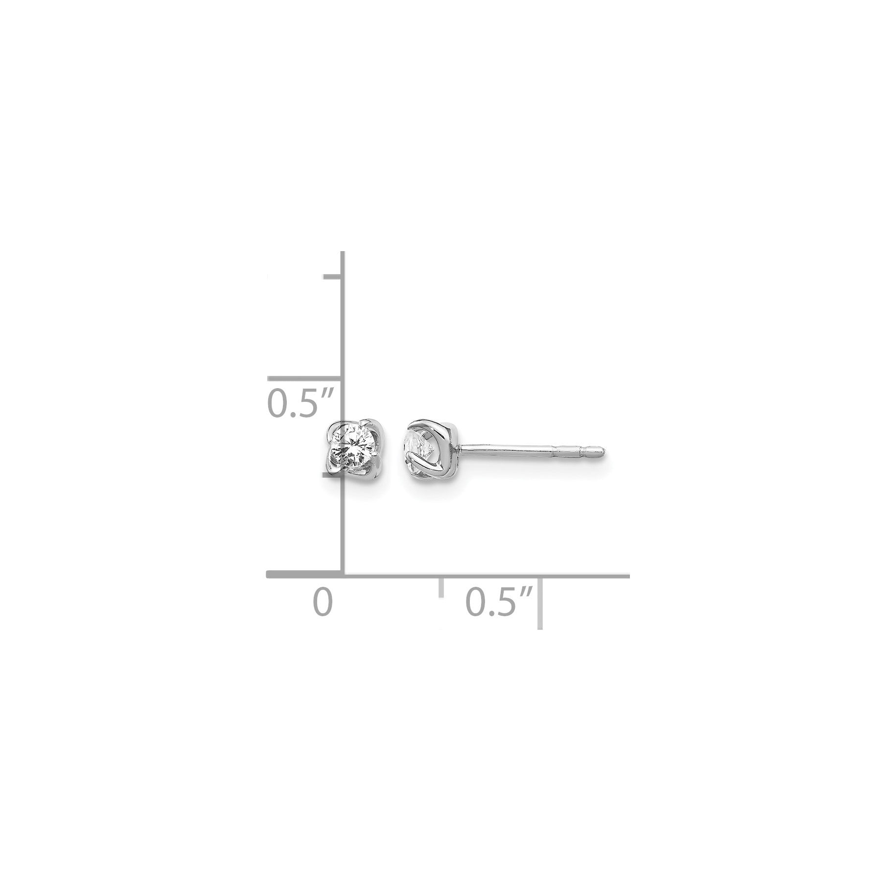 14k White Gold Lab Grown Diamond Solitaire Stud Post Earrings