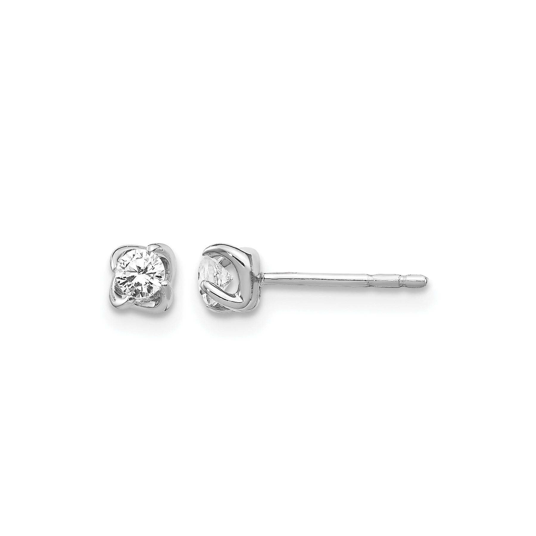 14k White Gold Lab Grown Diamond Solitaire Stud Post Earrings