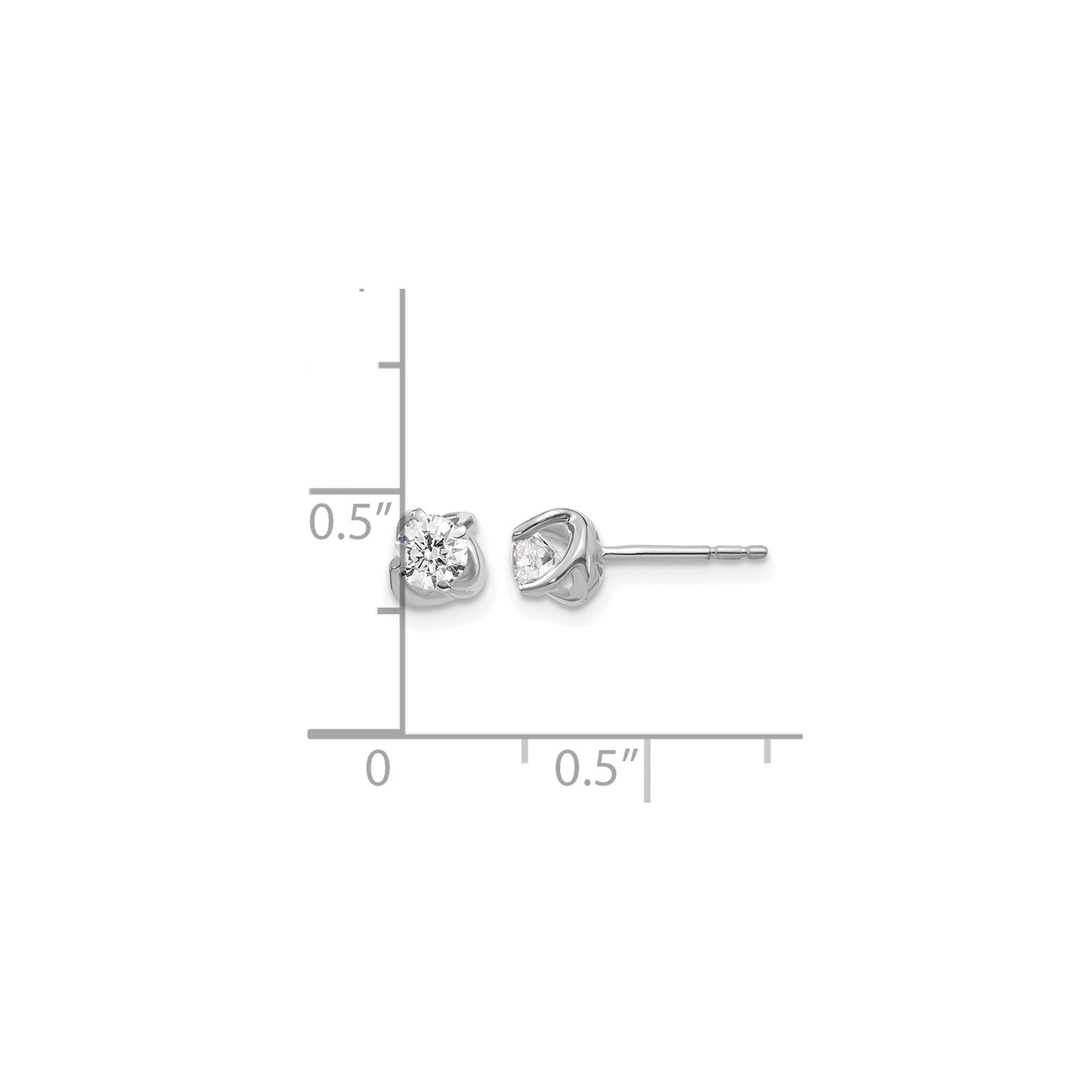 14k White Gold Diamond Fancy Twist Post Earrings