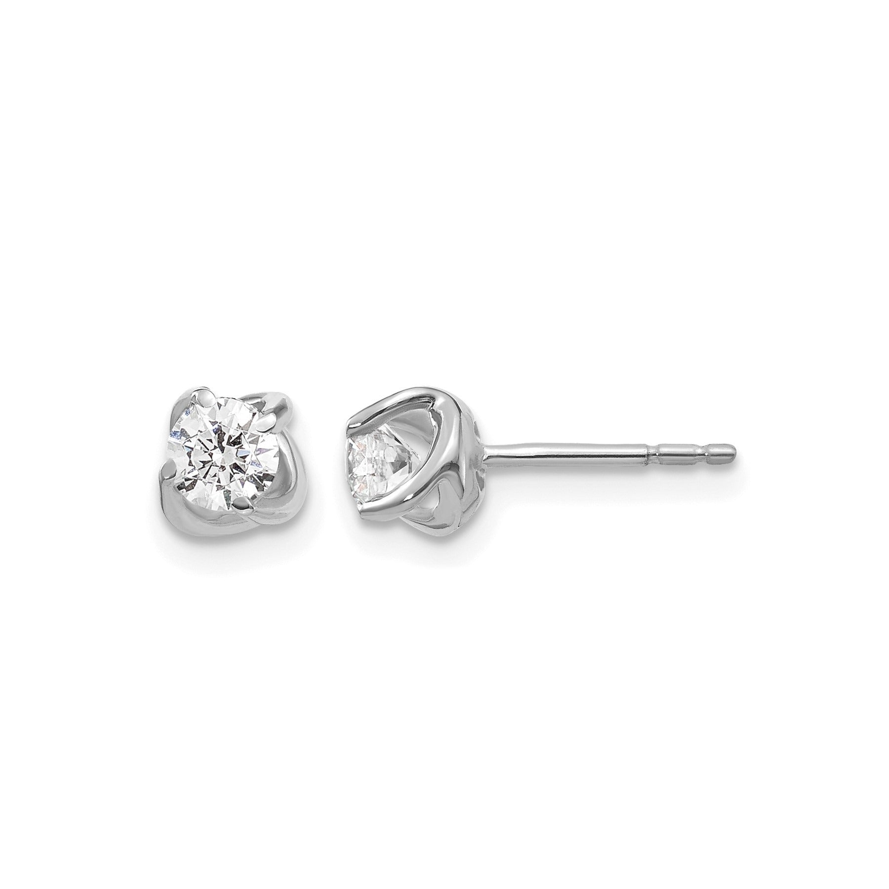 14k White Gold Diamond Fancy Twist Post Earrings