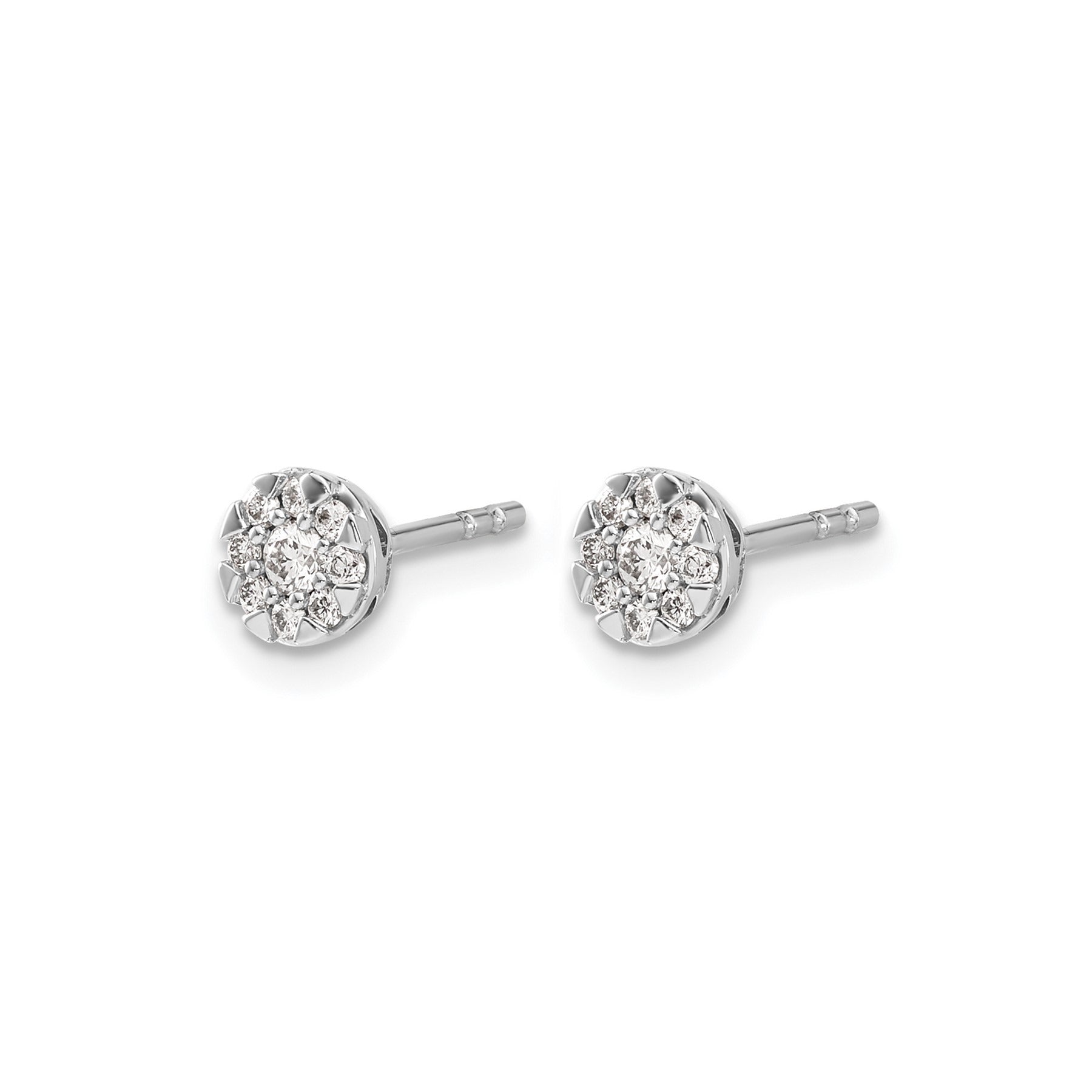 14k White Gold Diamond Cluster Studs Earrings