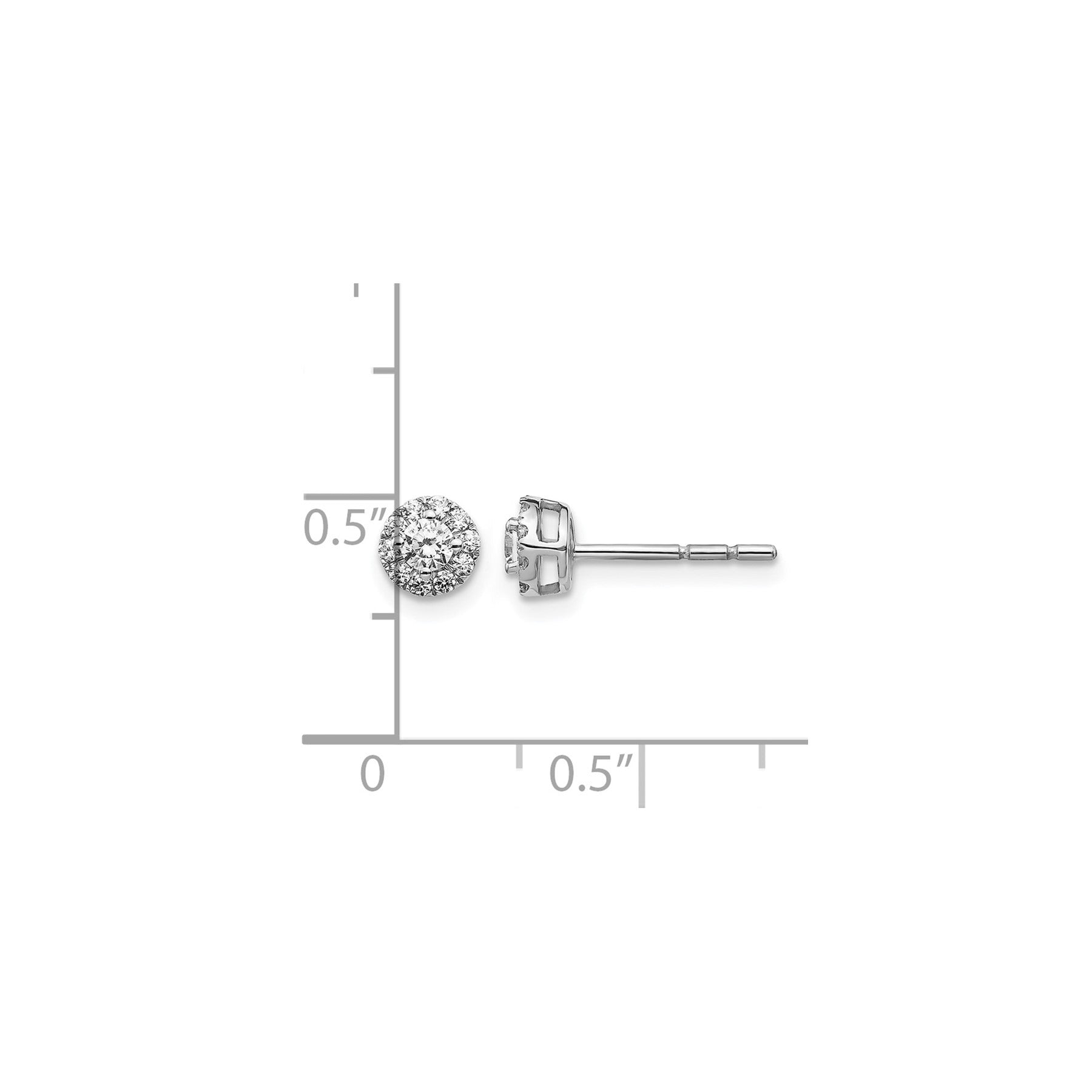 14k White Gold Lab Grown Diamond Cluster Studs Earrings