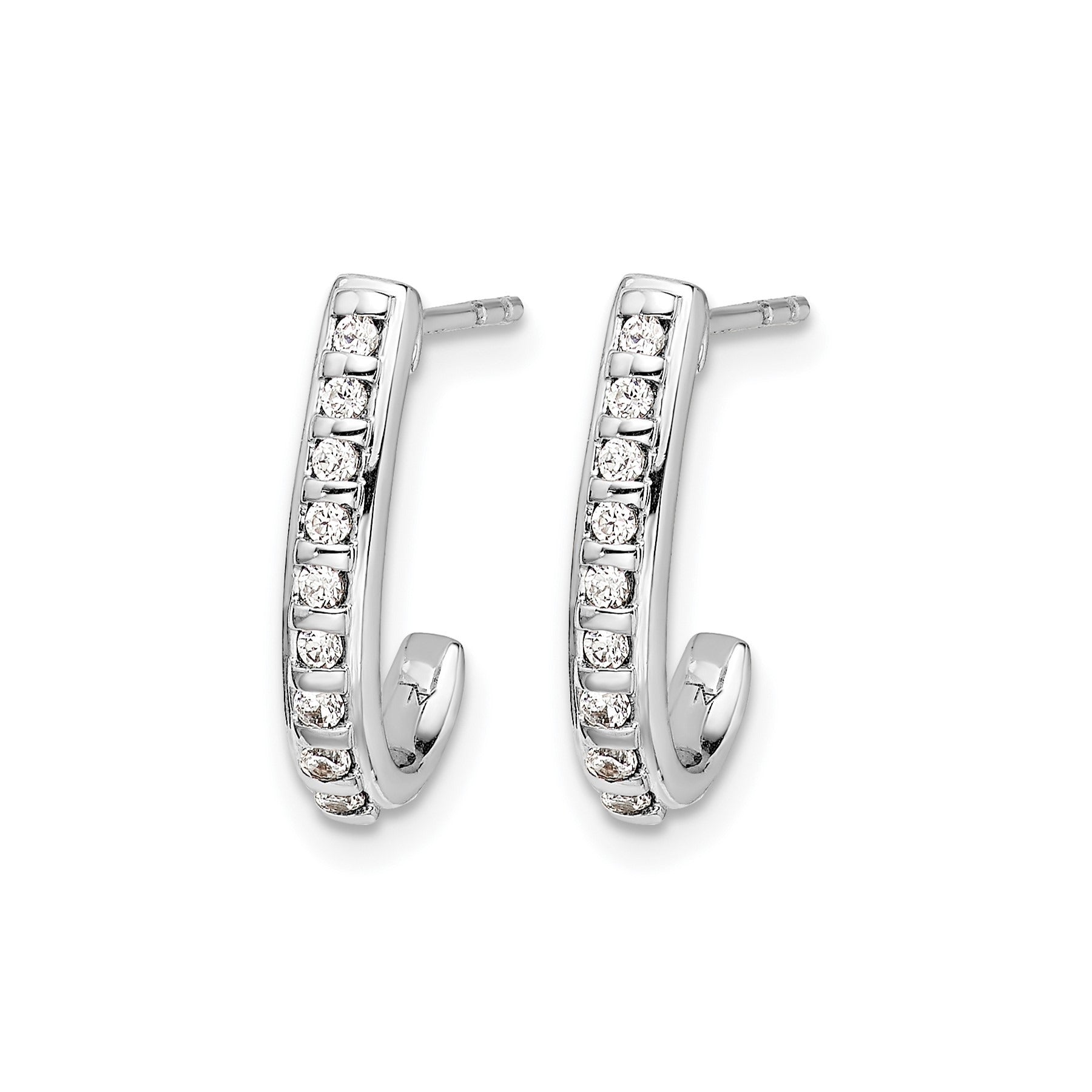 10K White Gold Lab Grown Diamond J-Hoop Post Earrings