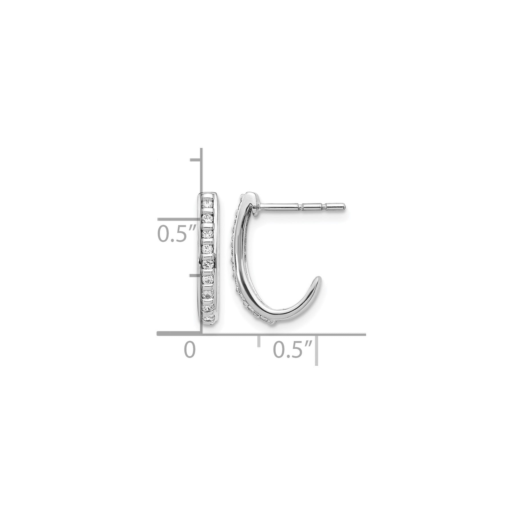 10K White Gold Lab Grown Diamond J-Hoop Post Earrings