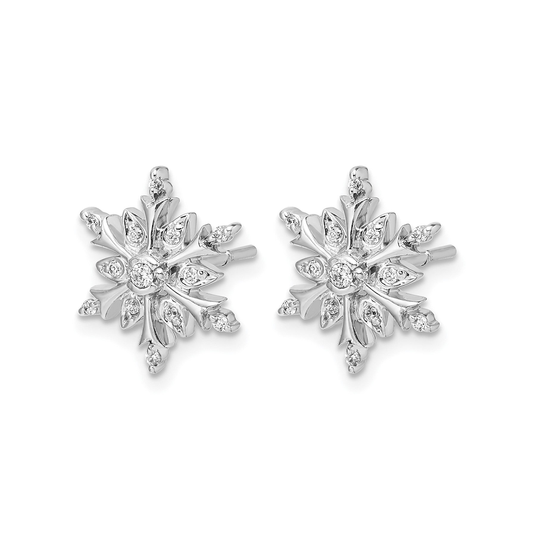 14k White Gold Lab Grown Diamond Snowflake Stud Earrings