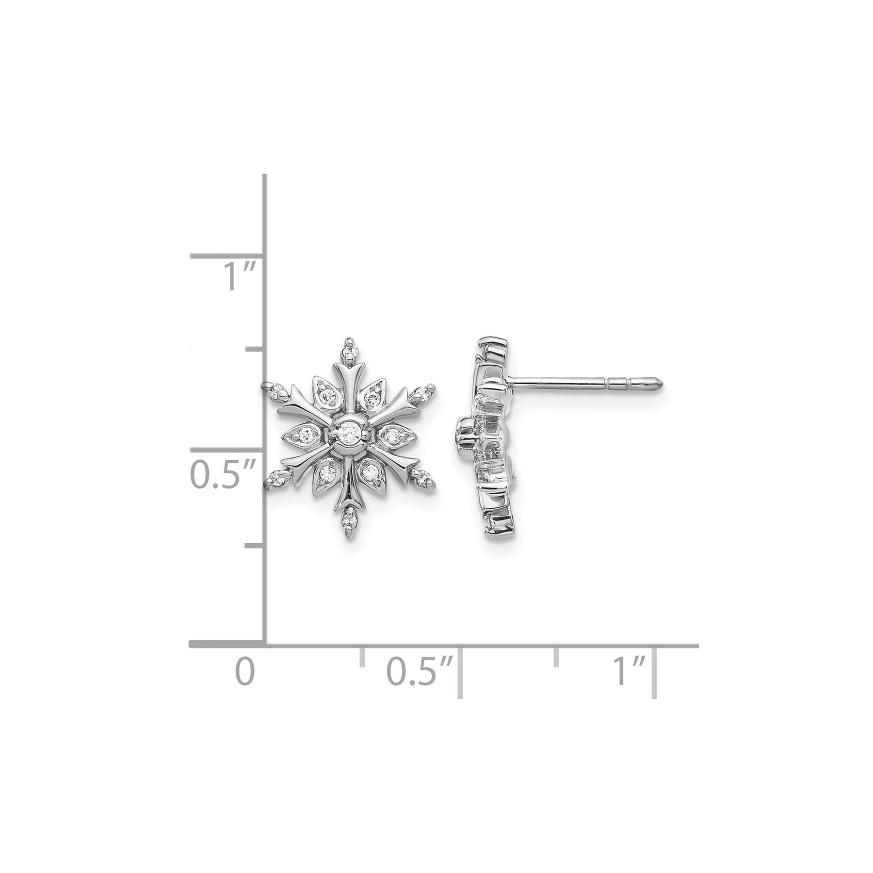 14k White Gold Lab Grown Diamond Snowflake Stud Earrings