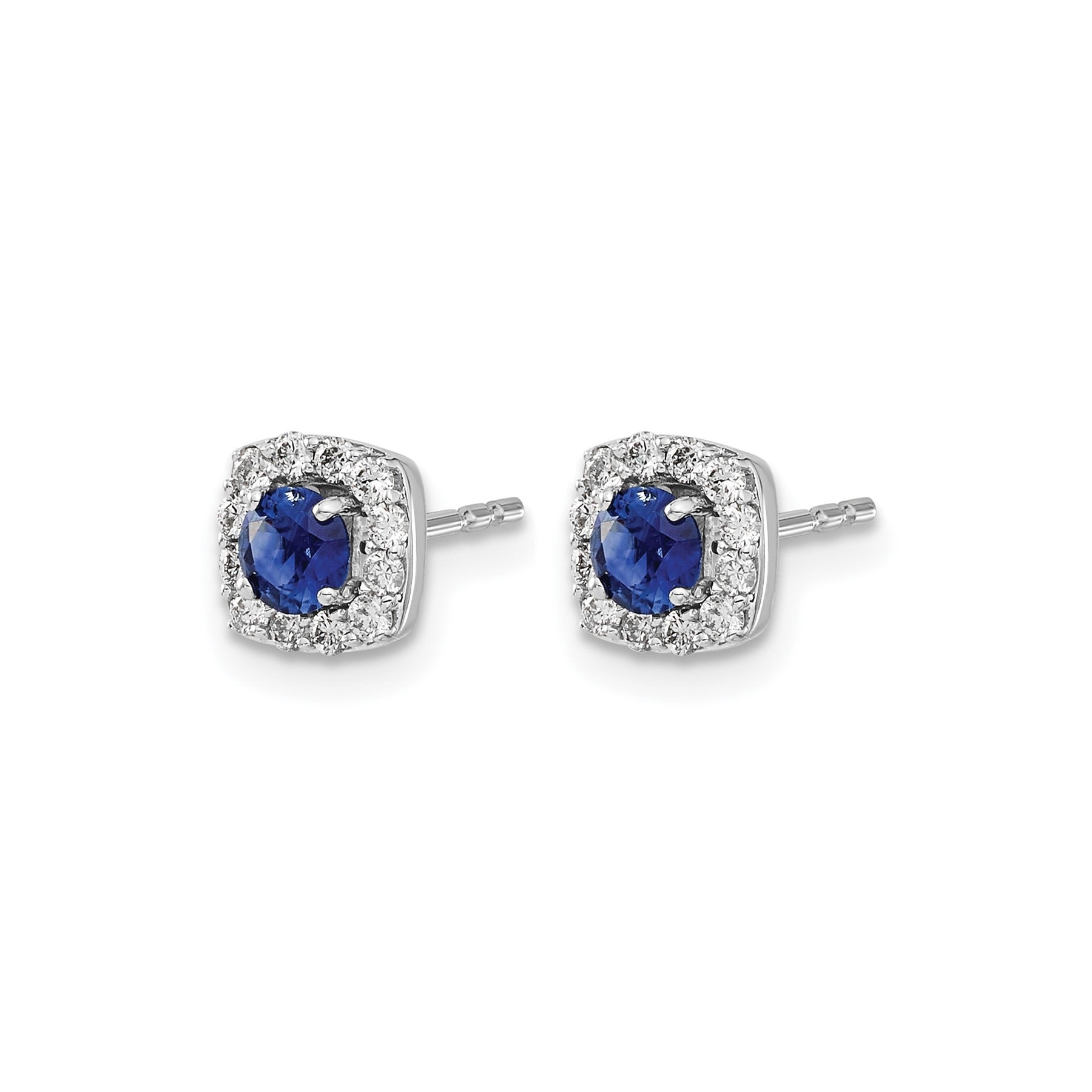 14k White Gold 1/5 carat Lab Grown Diamond Created Sapphire Studs Earrings