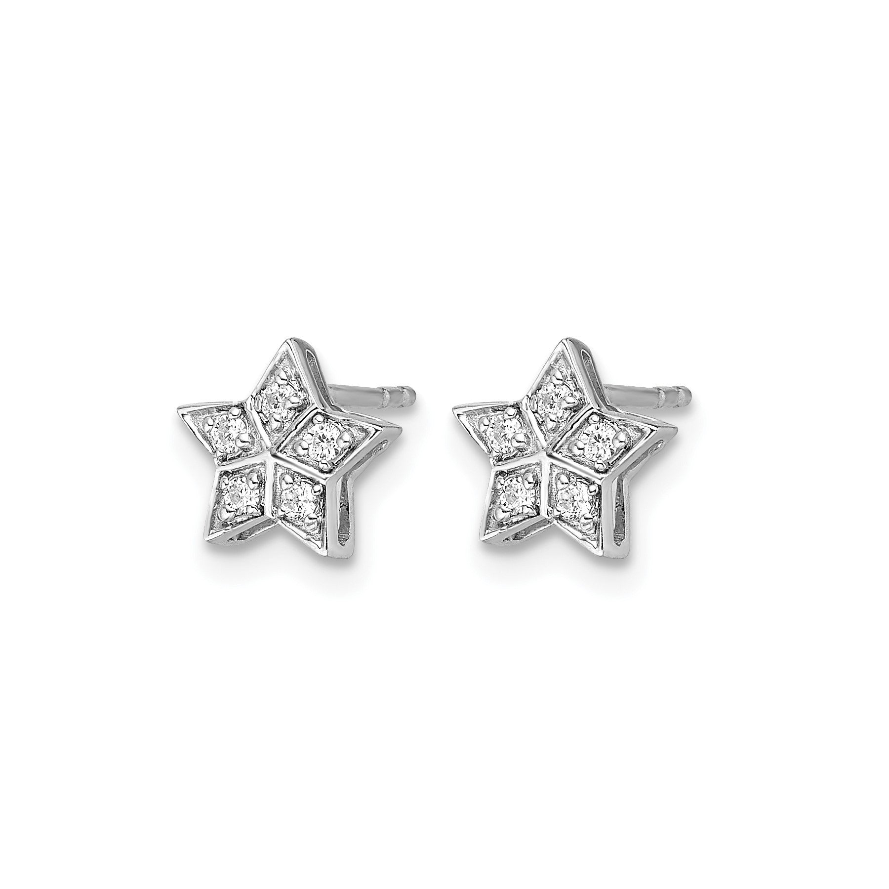 14k White Gold Lab Grown Diamond Star Post Earrings