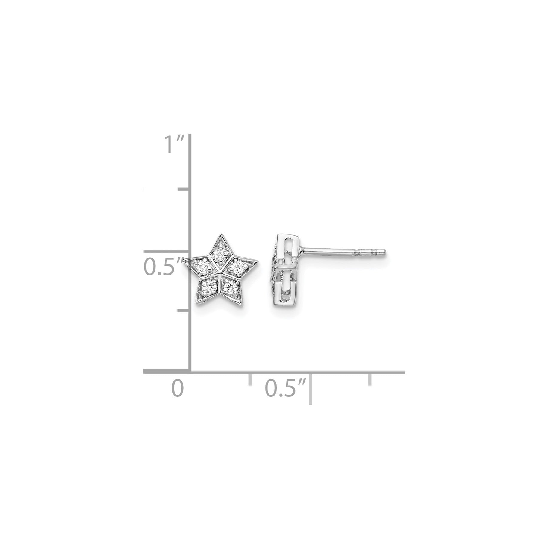 14k White Gold Lab Grown Diamond Star Post Earrings