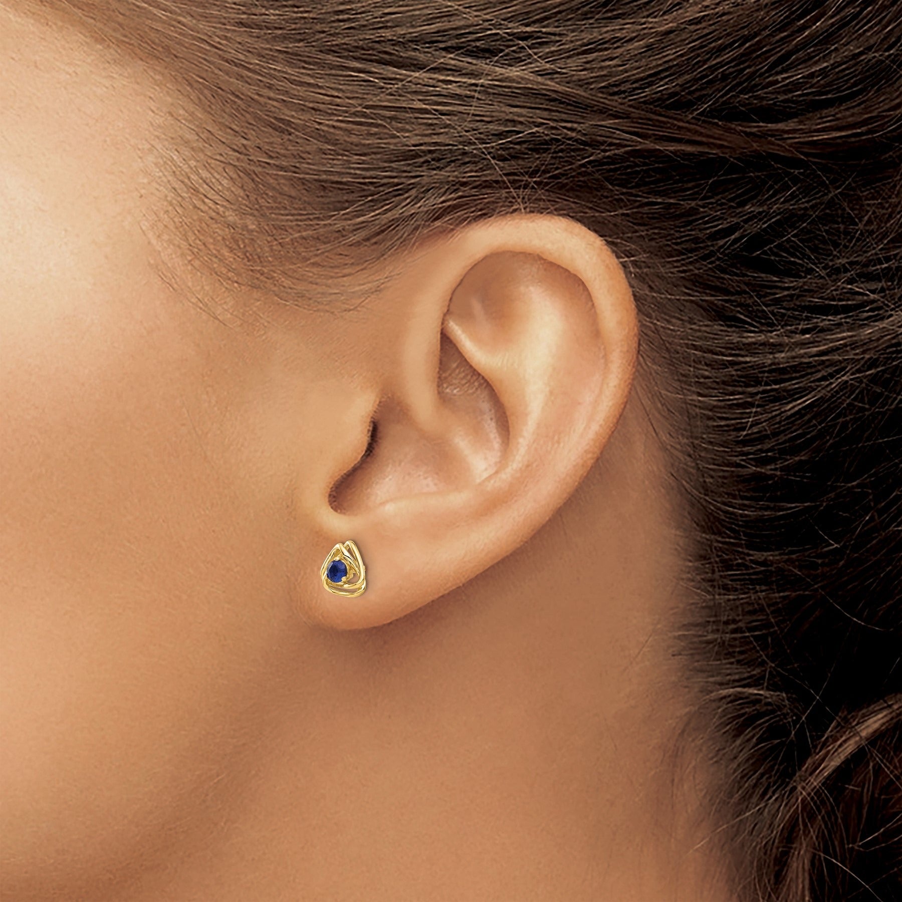 14k Gold Lab Created Sapphire Triangle Post Earrings