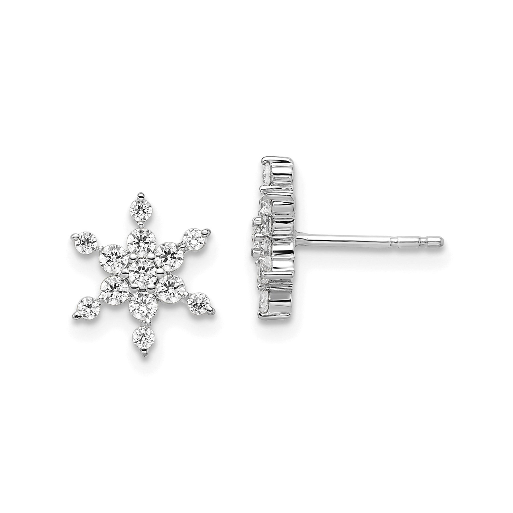 14k White Gold Lab Grown Diamond Star Post Earrings