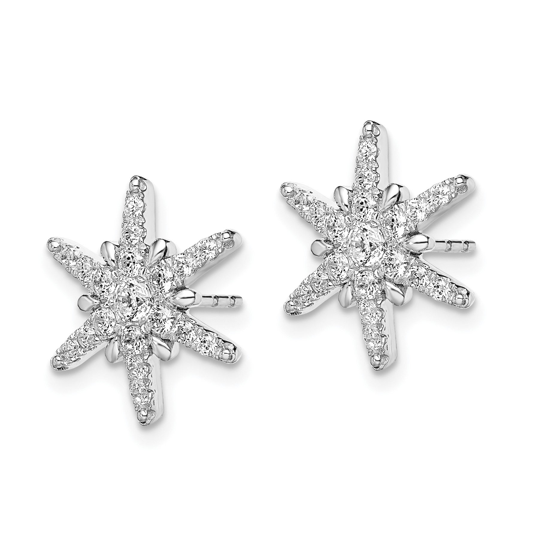 14K White Gold Lab Grown Diamond Star Post Stud Earrings 0.625 Ct