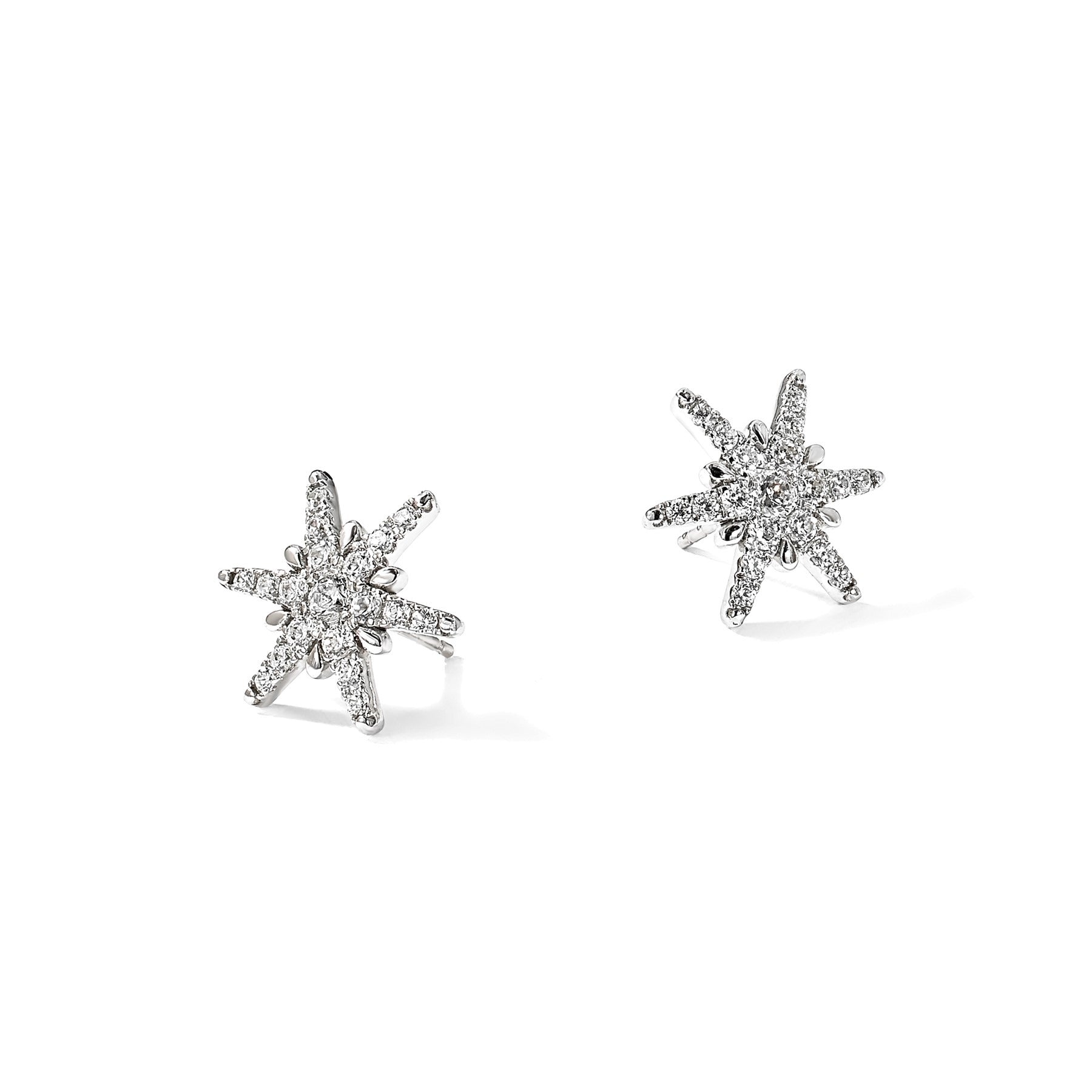 14K White Gold Lab Grown Diamond Star Post Stud Earrings 0.625 Ct