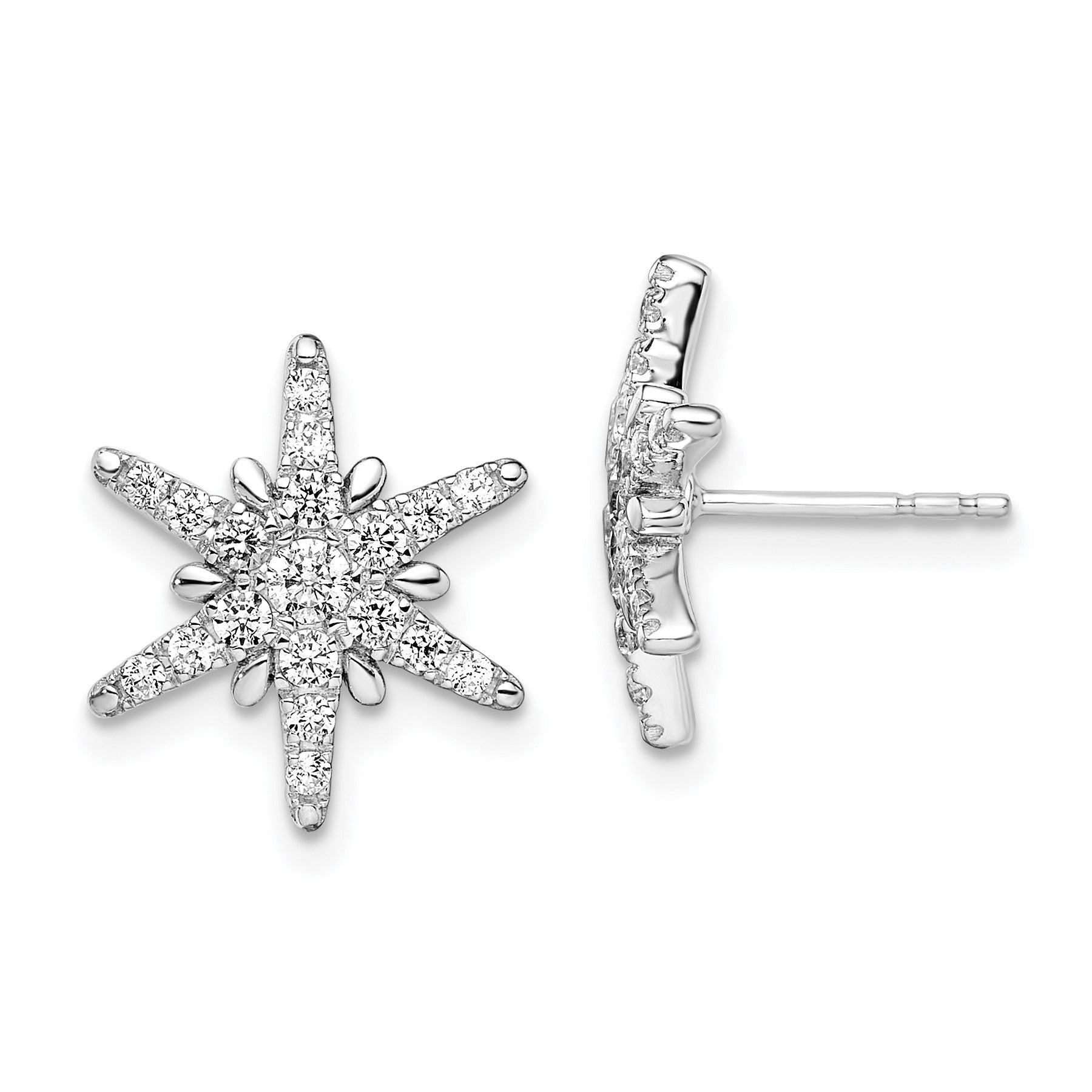 14K White Gold Lab Grown Diamond Star Post Stud Earrings