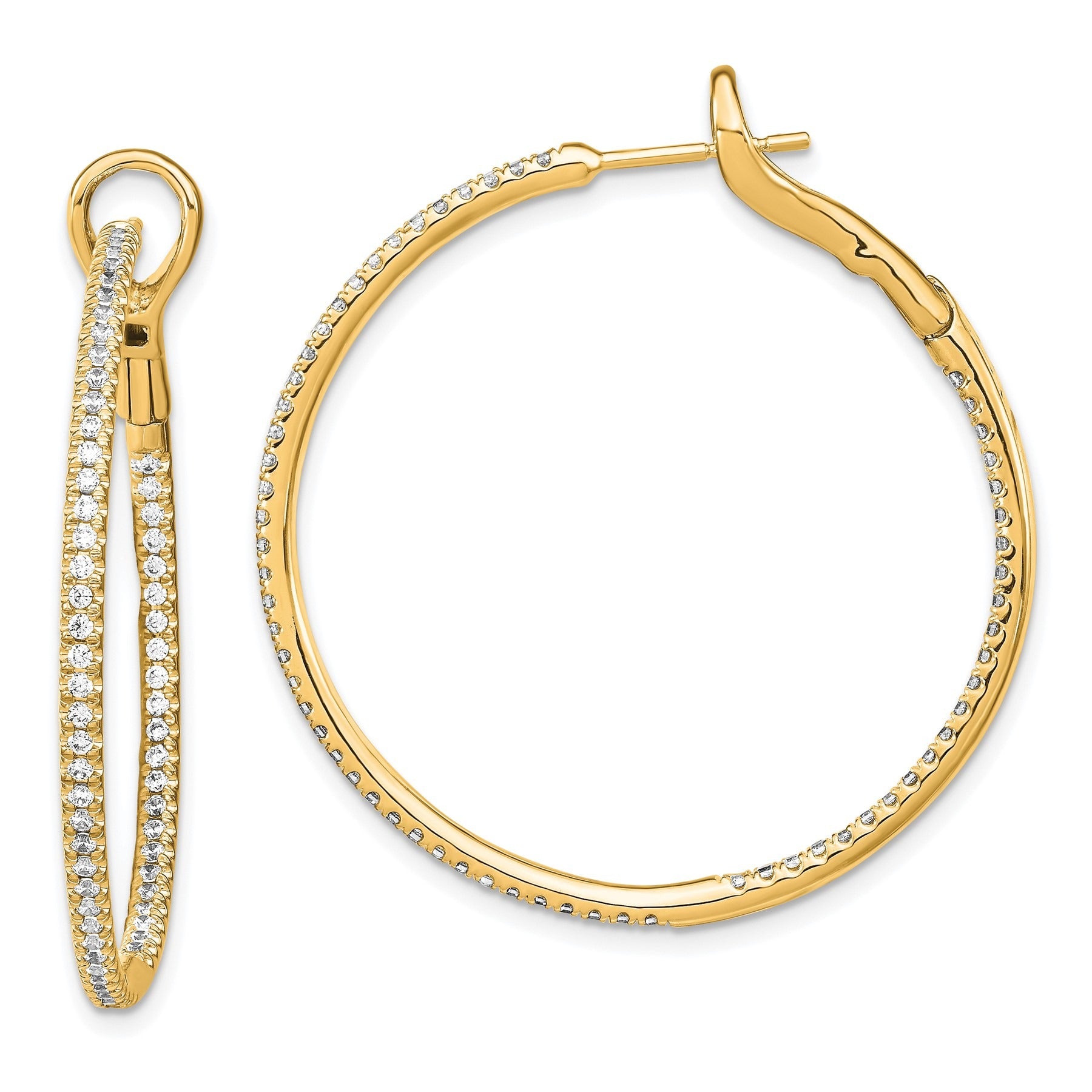 14k Gold Lab Grown Diamond Hoop Earrings