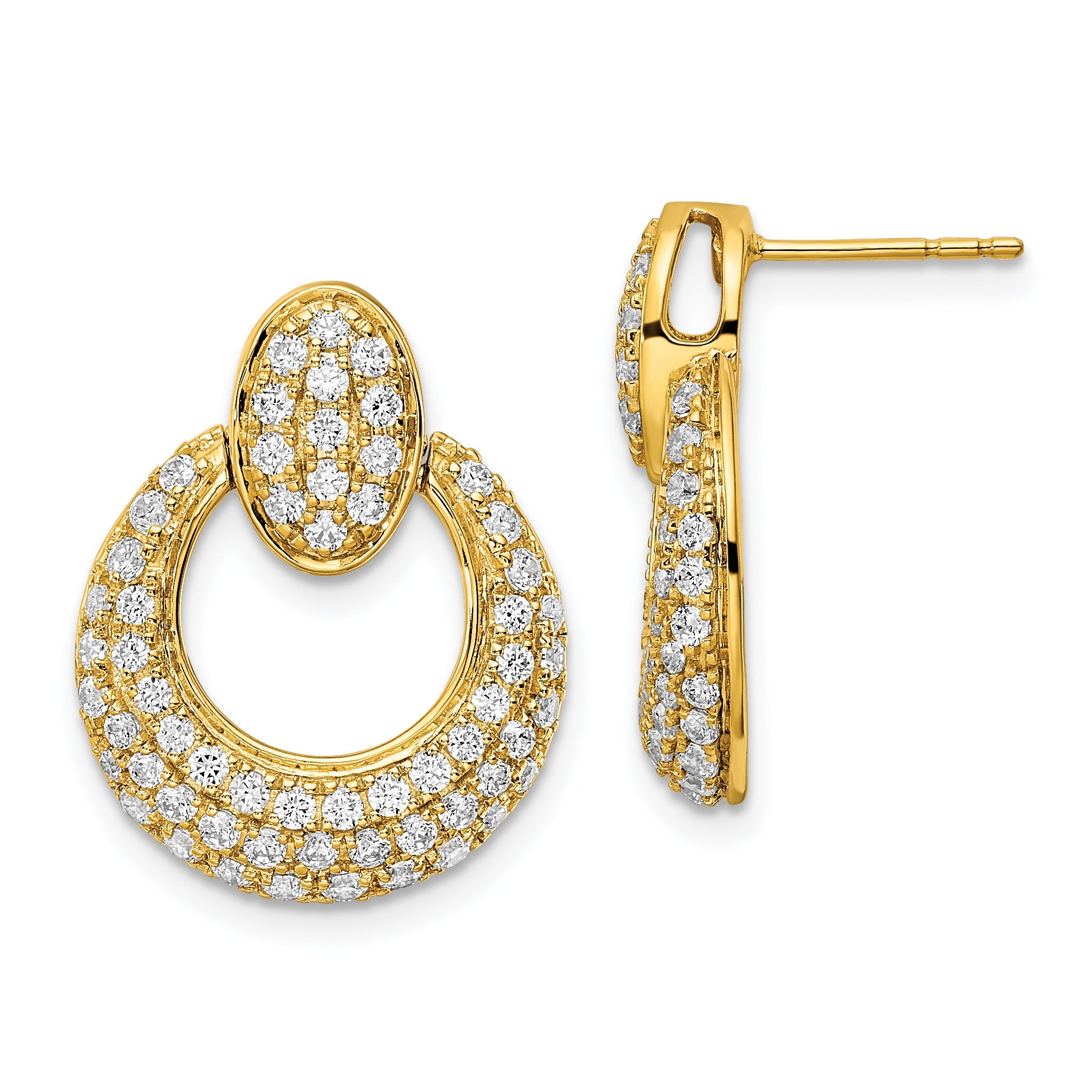 14K 1 1/2 carat Lab Grown Diamond Fancy Circle Earrings