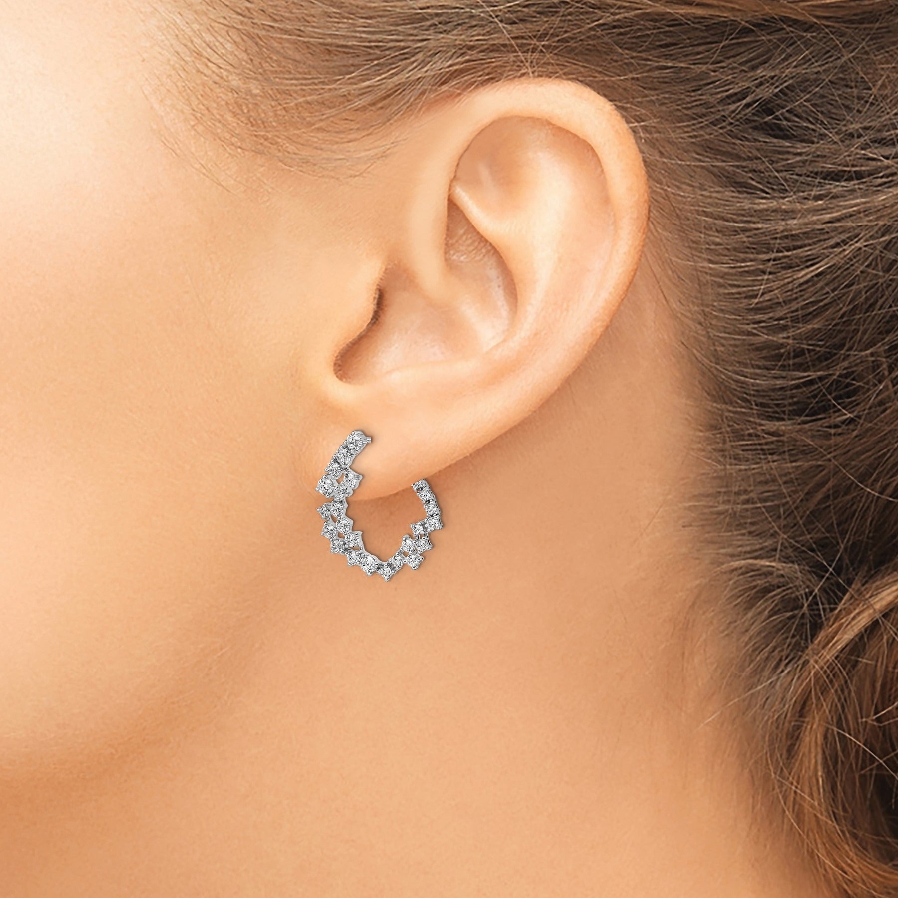 14K Gold Lab Grown Diamond Unique Hoop Earrings