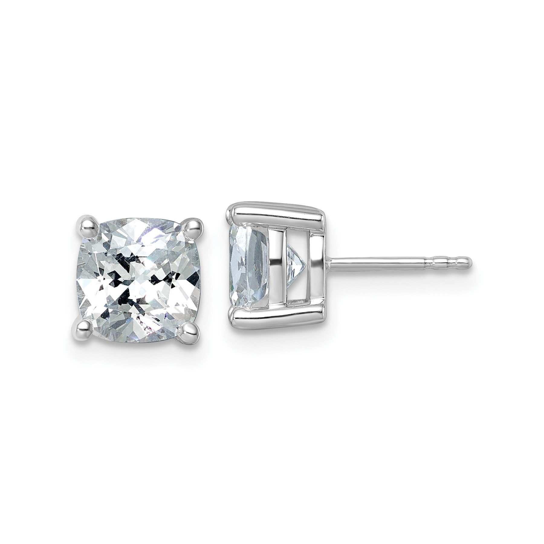 14K Gold Lab Grown Diamond Cushion Four Prong Stud Earrings