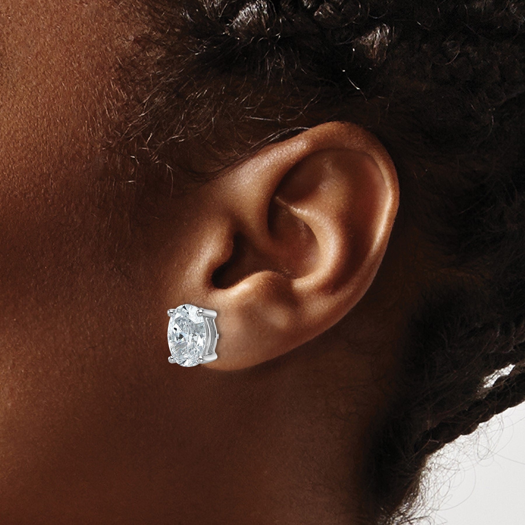 14K Gold Lab Grown Oval Diamond Stud Earrings