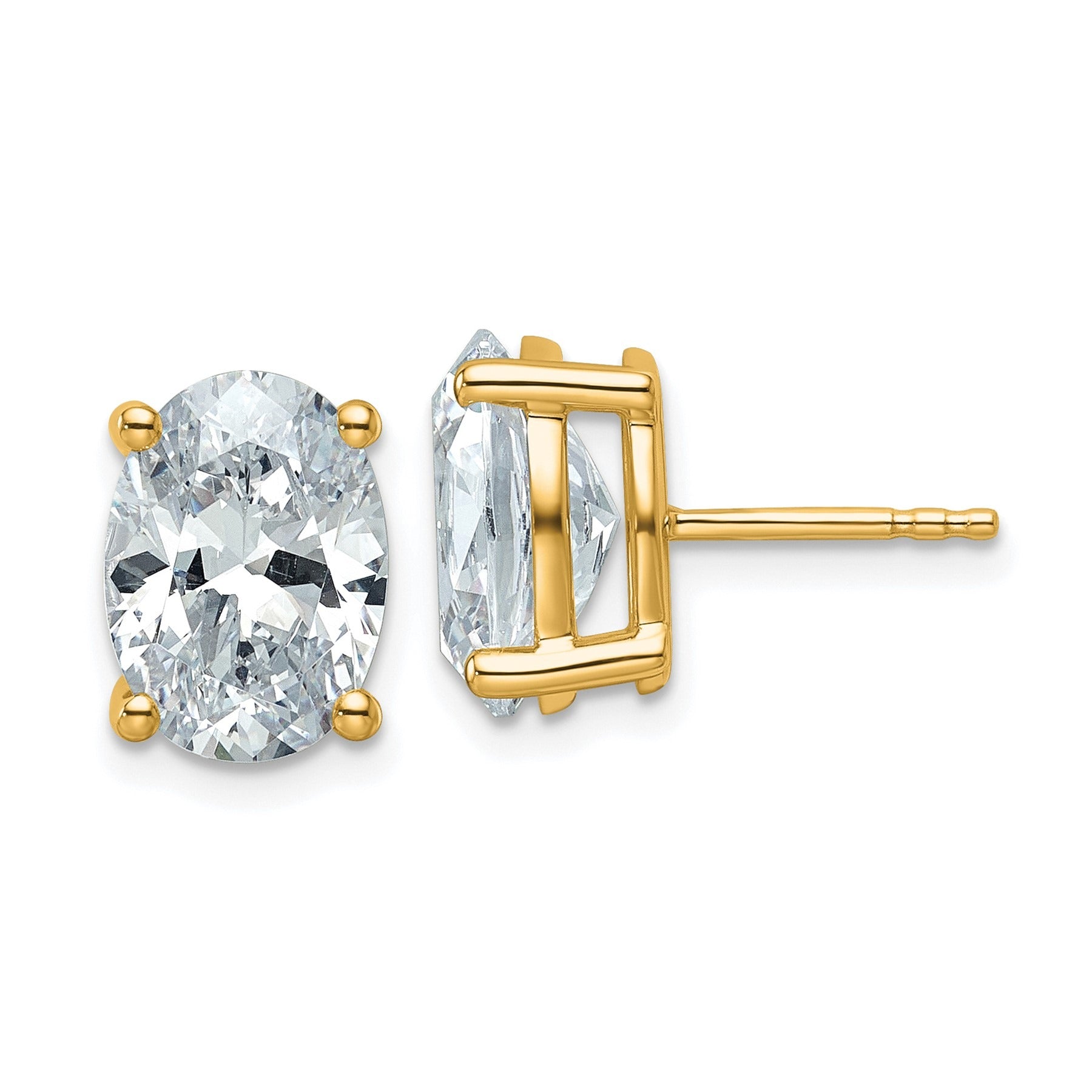 14K Gold Lab Grown Oval Diamond Stud Earrings
