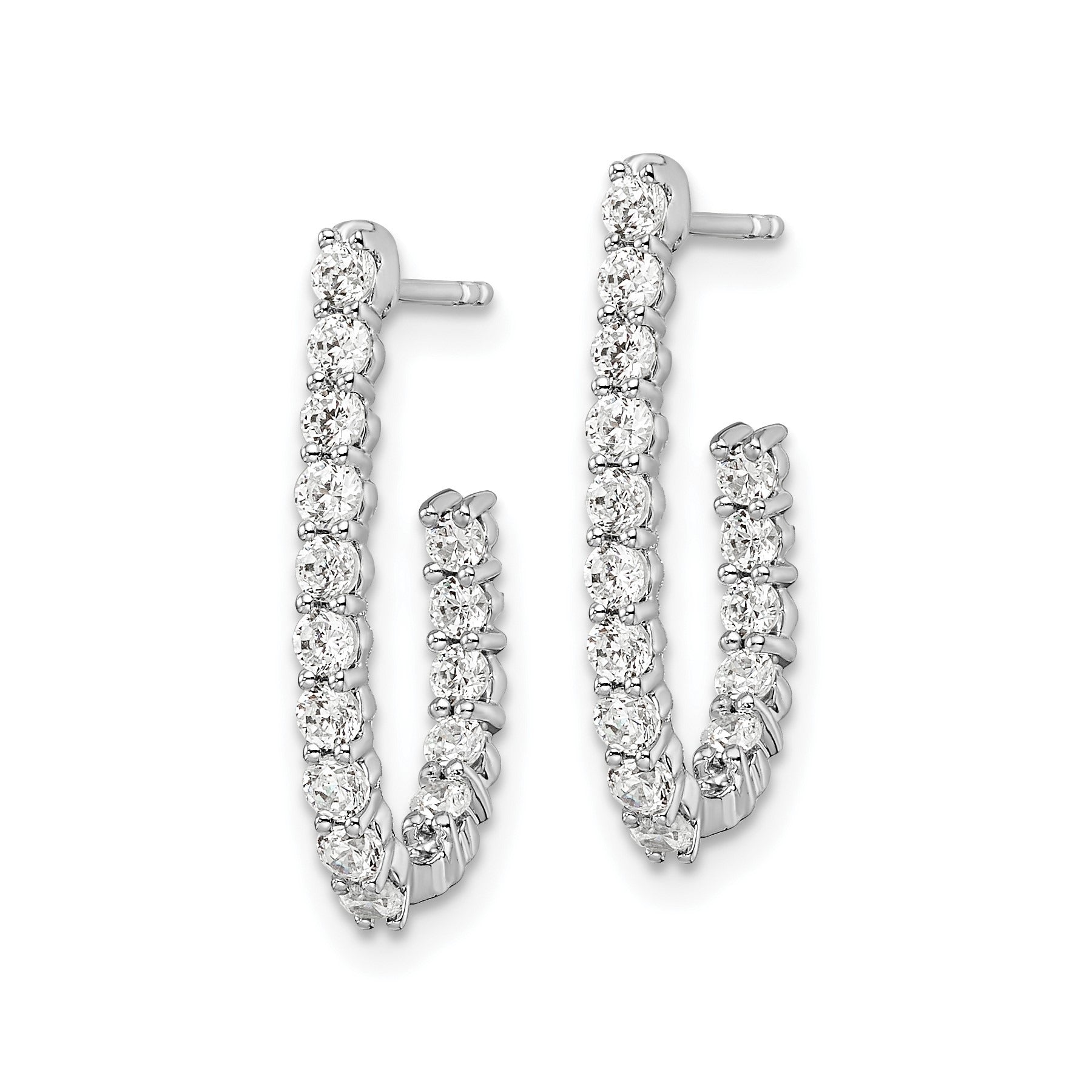 14k White Gold Lab Grown Diamond J-Hoop Hoop Earrings