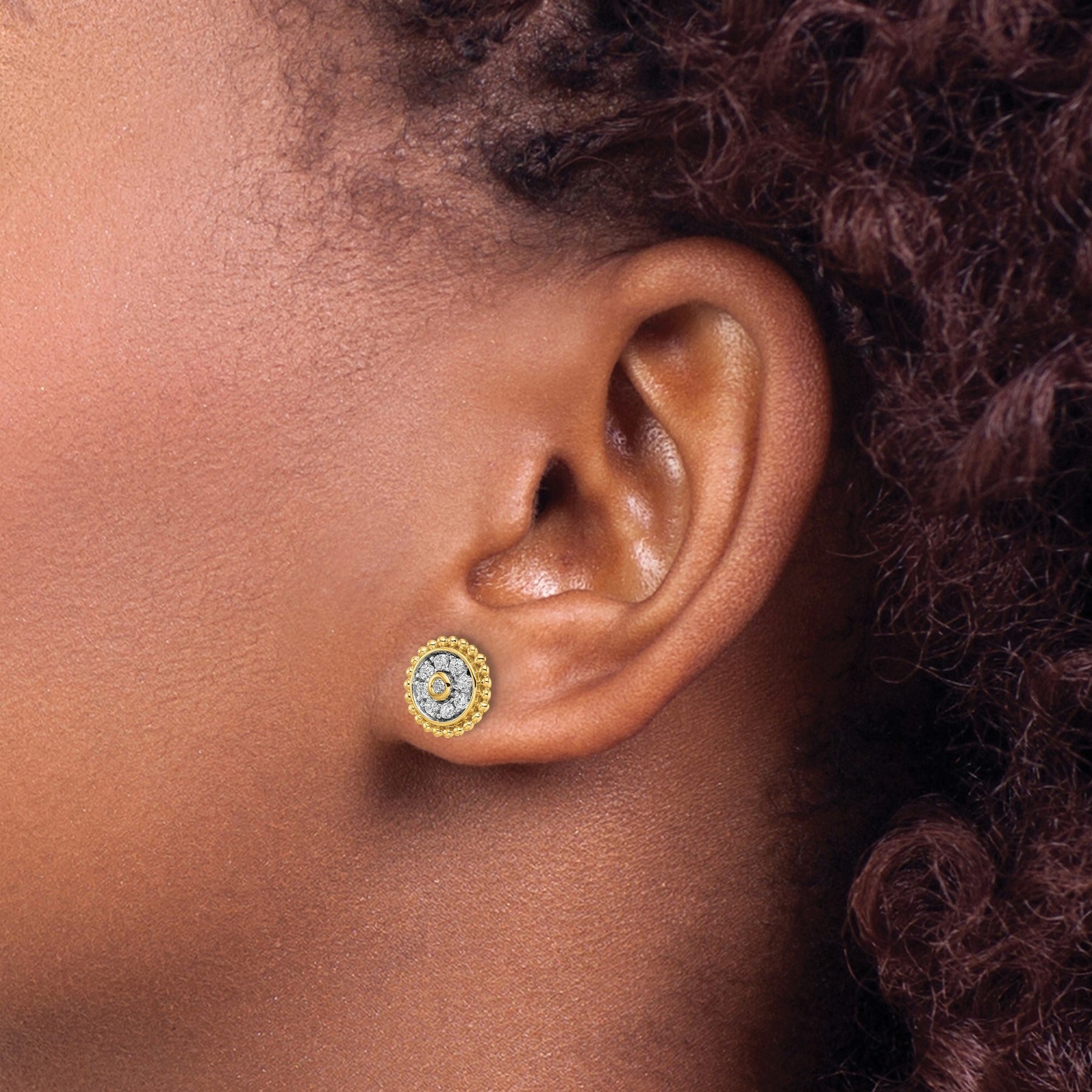14K Yellow Gold Lab Grown Diamond Circle Post Stud Earrings