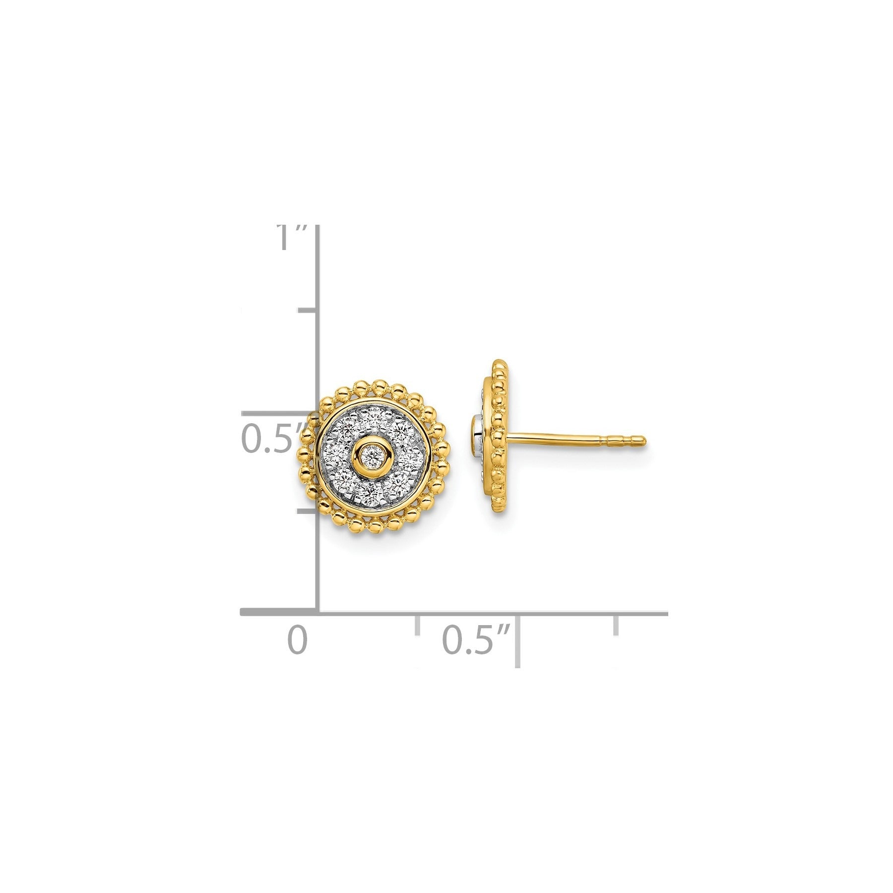 14K Yellow Gold Lab Grown Diamond Circle Post Stud Earrings 0.33 Ct
