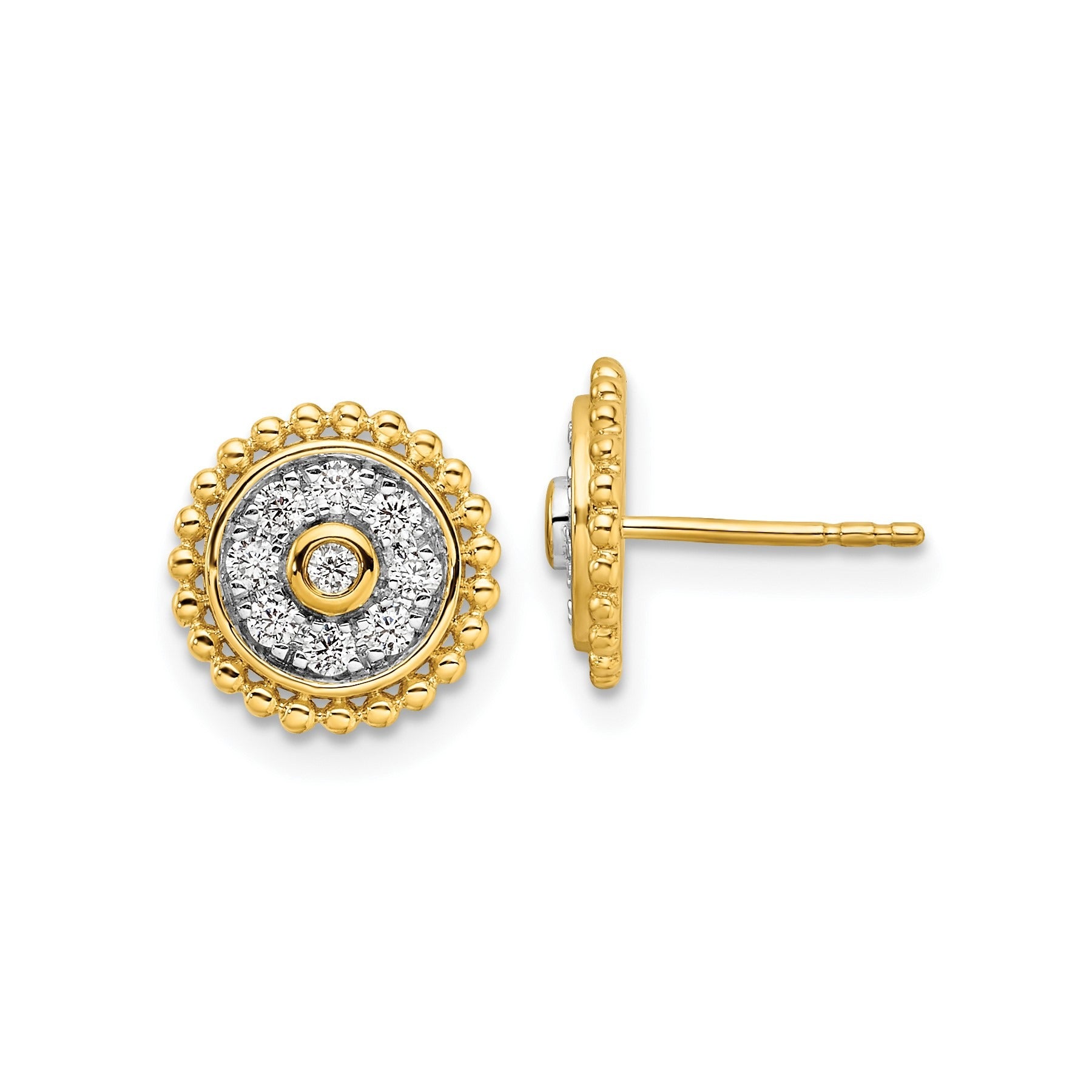 14K Yellow Gold Lab Grown Diamond Circle Post Stud Earrings