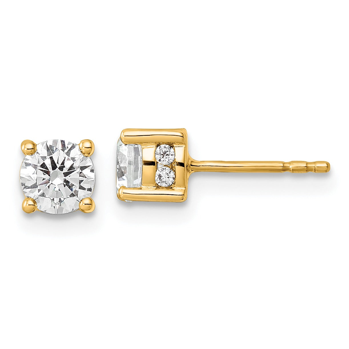 14k Yellow Gold Lab Grown  Dia Fashion Earrings