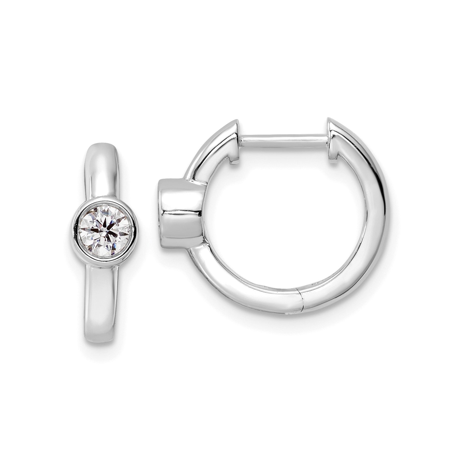14K Gold Lab Diamond Hinged Hoop Earrings