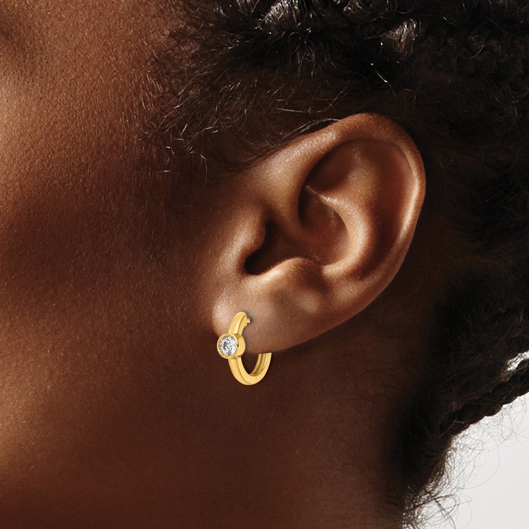 14K Gold Lab Diamond Hinged Hoop Earrings