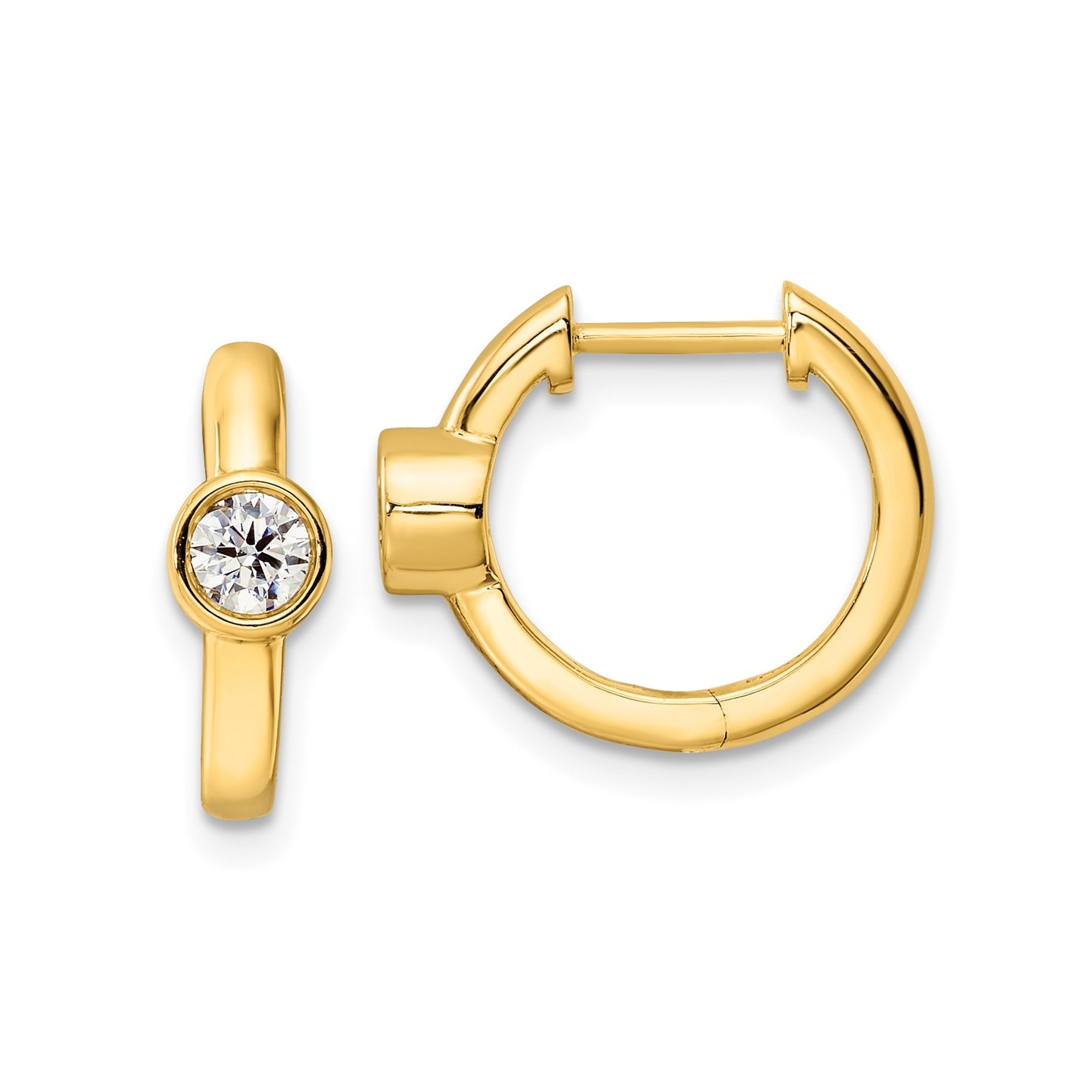 14K Gold Lab Diamond Hinged Hoop Earrings
