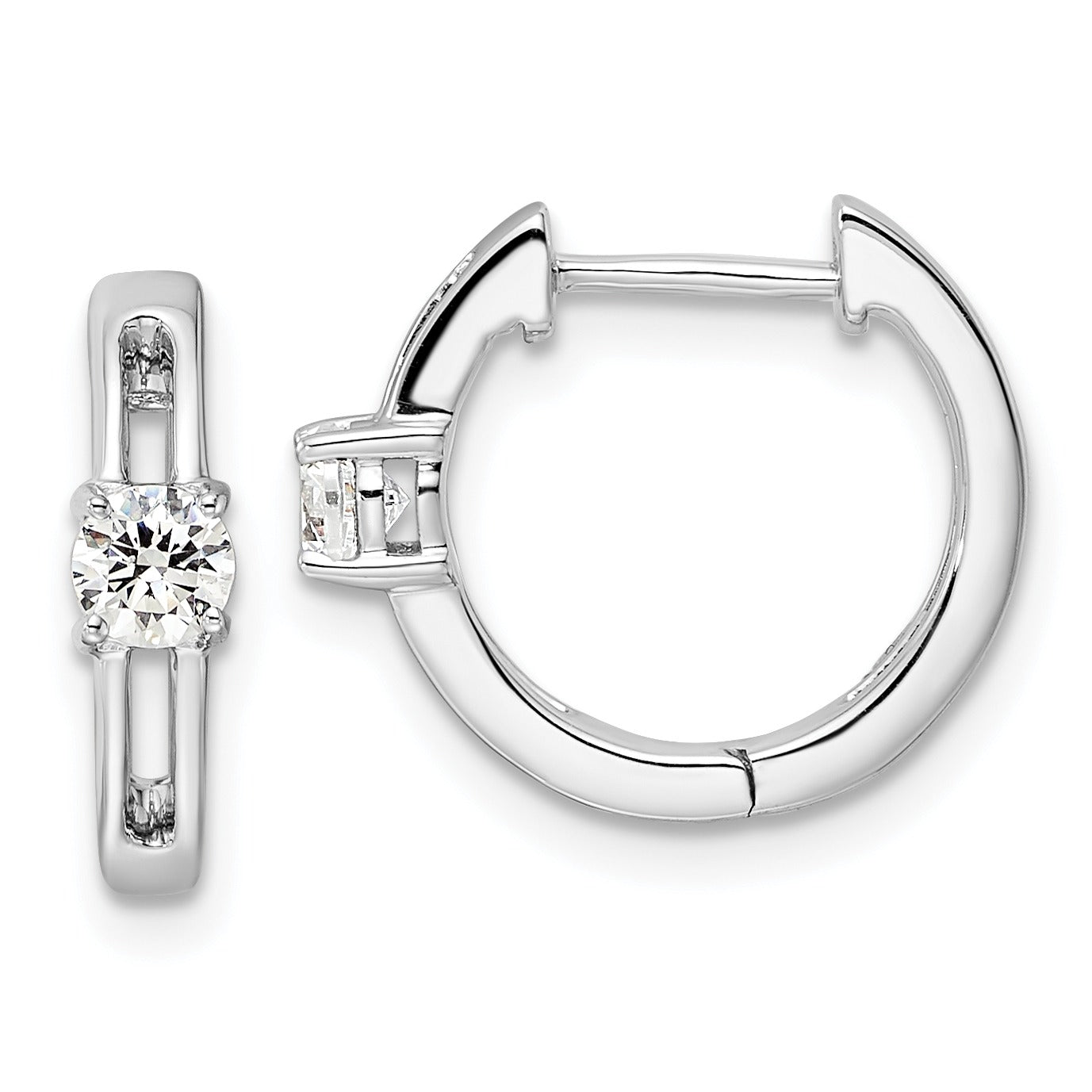 Lab Grown Diamond Hinged Hoops 14K White Gold