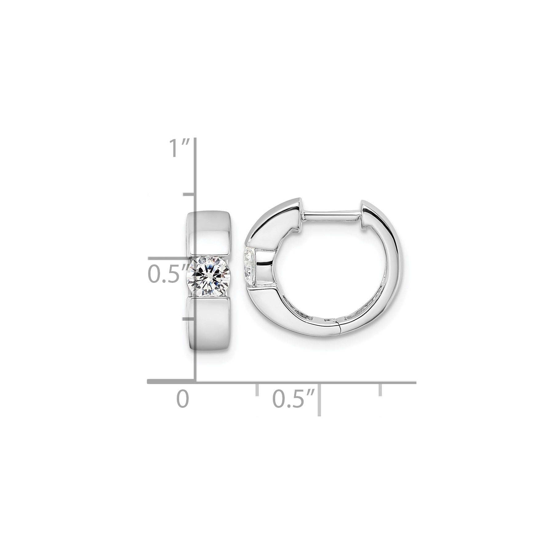 14K Gold Lab Grown Diamond Hinged Hoop Complete Earrings