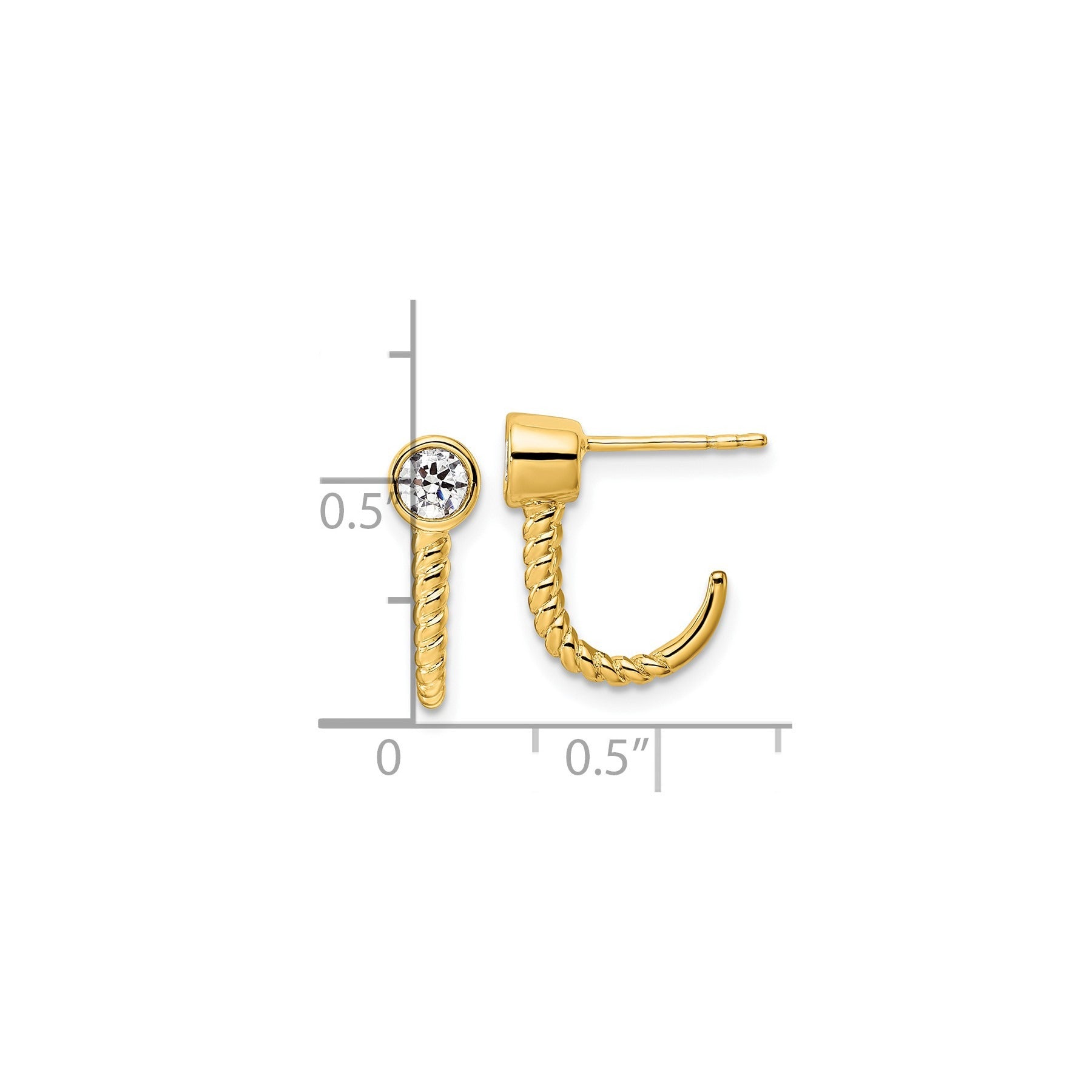 Lab Grown Diamond J-Hoop Earrings 14k Gold