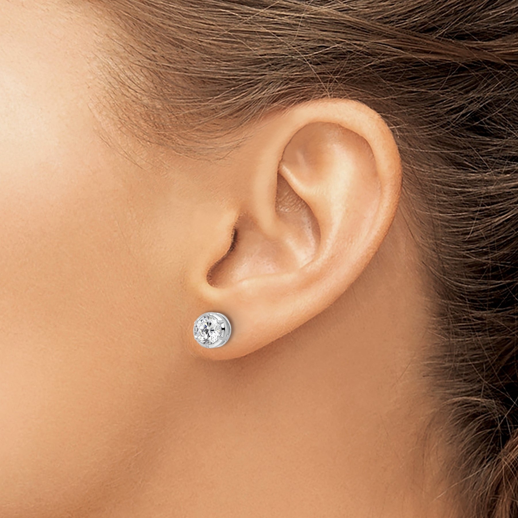 14K White Gold Lab Grown Diamond Solitaire Post Earrings