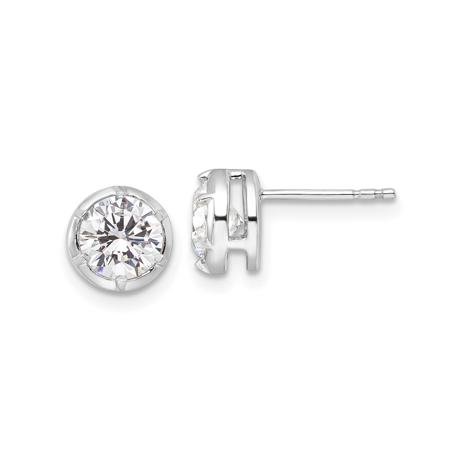 14K White Gold Lab Grown Diamond Solitaire Post Earrings