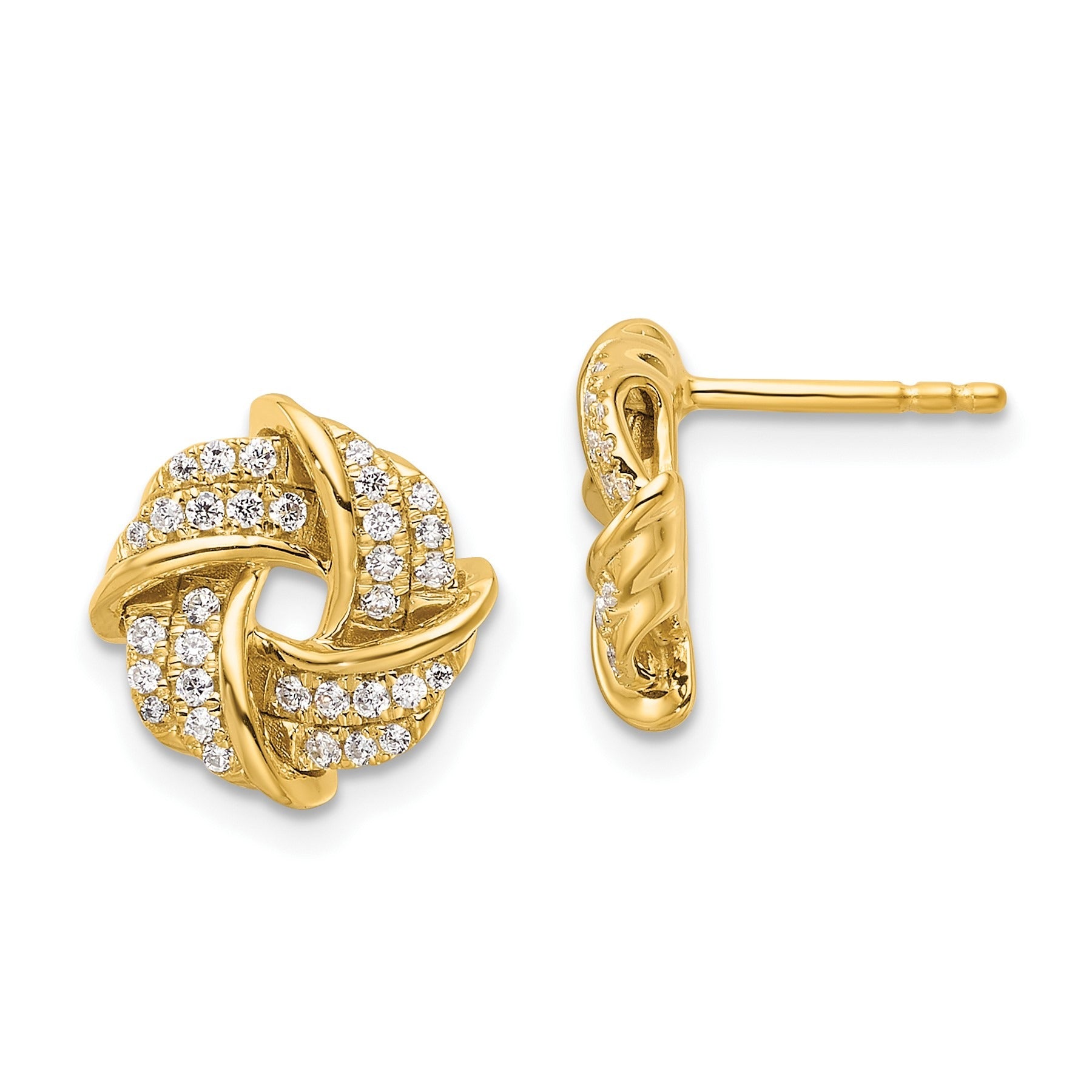 14K Lab Grown Diamond Love Knot Post Stud Earrings