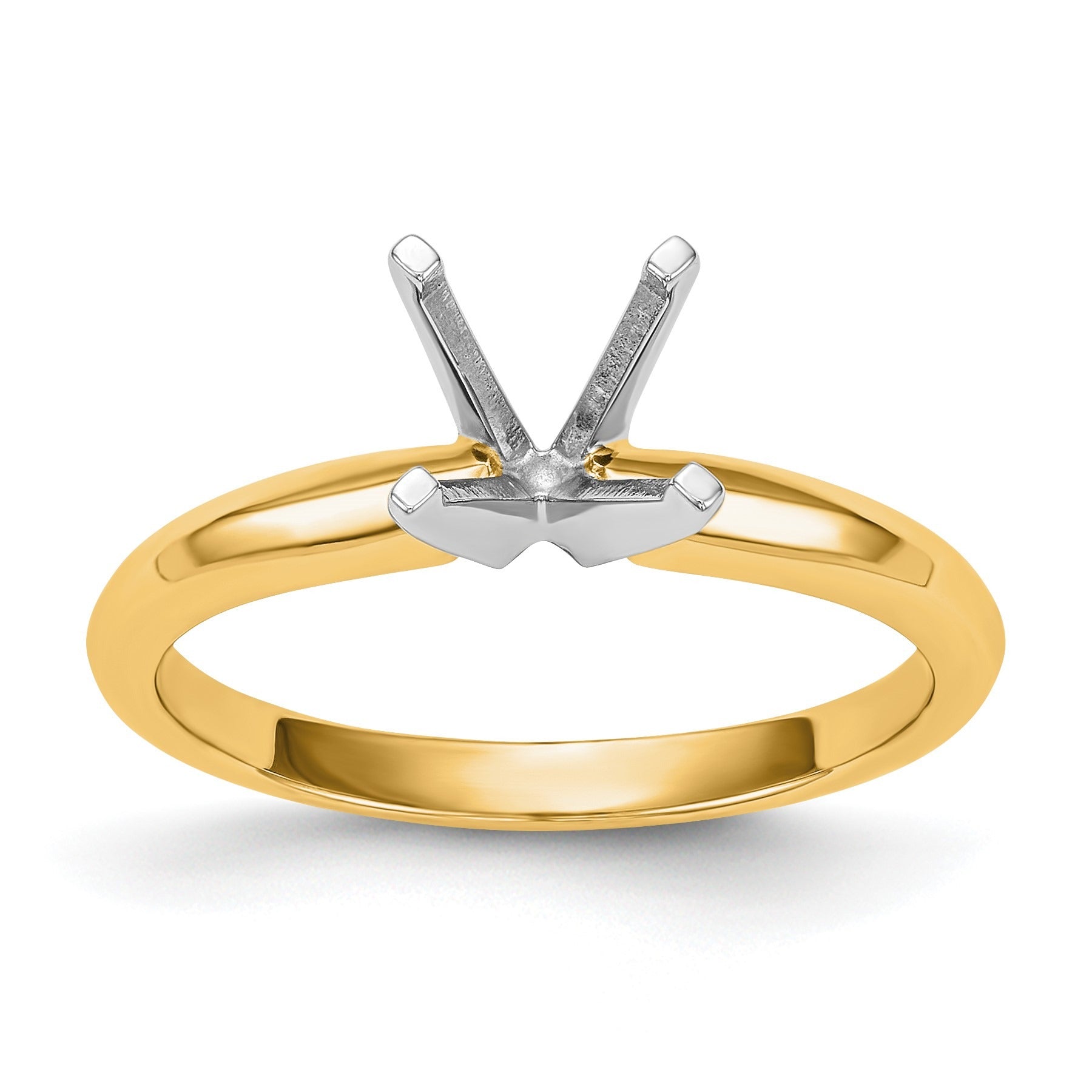 14k Two-Tone 2 carat Lightweight Knife Edge Solitaire Ring Mounting