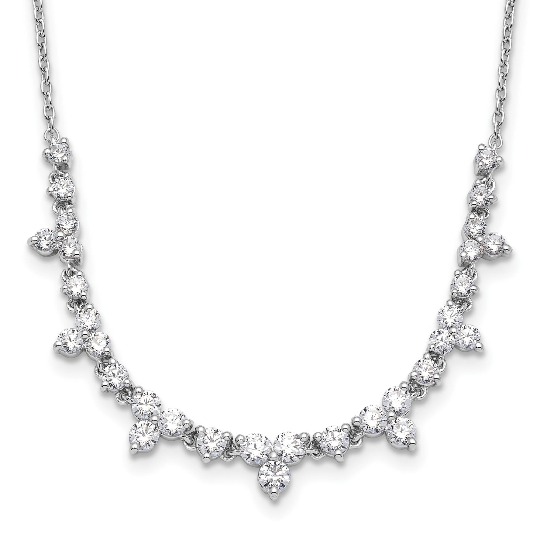 14K White Gold Lab Grown Diamond Station Necklace 1 1/2 ctw.