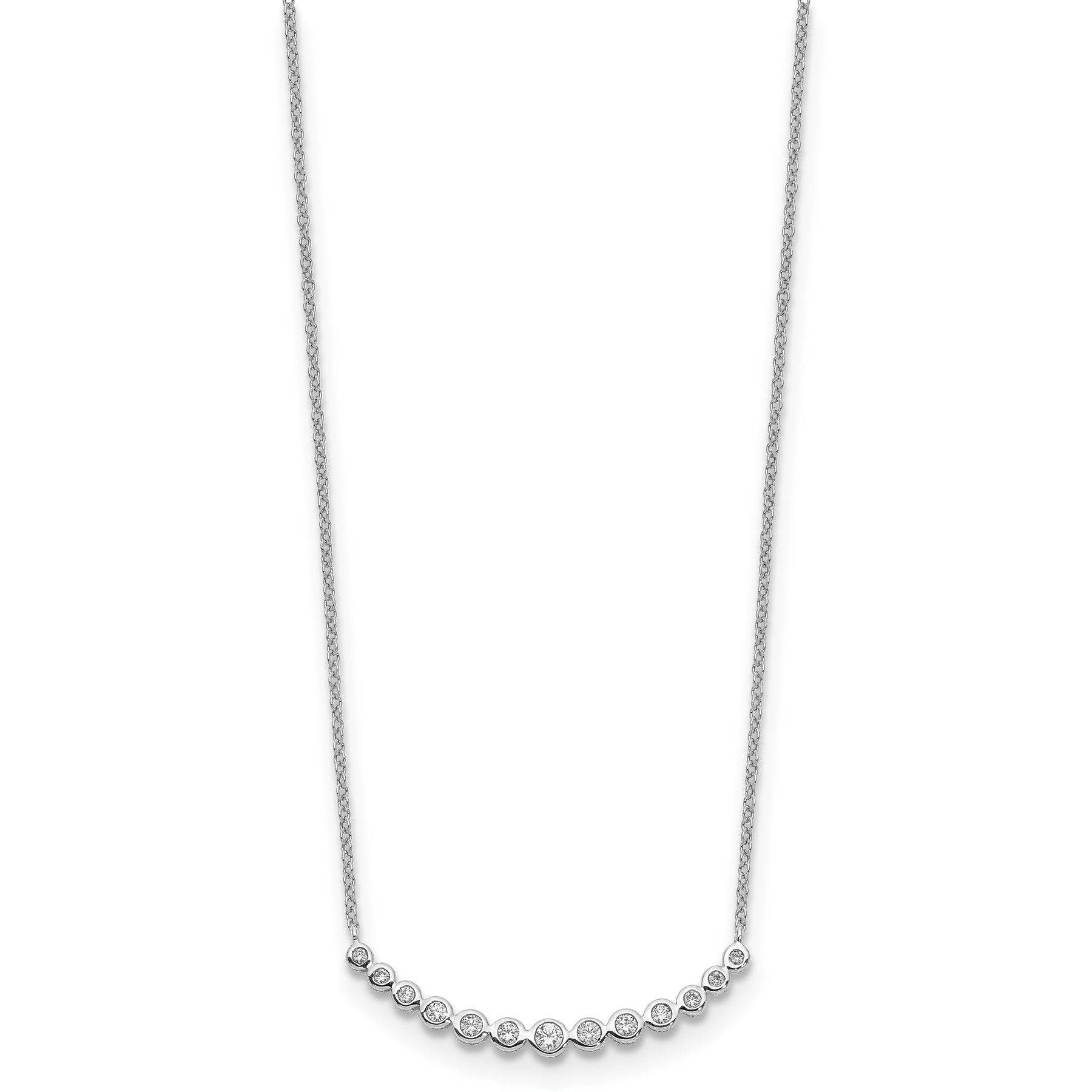 14K White Gold 1/4 carat Lab Grown Diamond Curved Bar Necklace