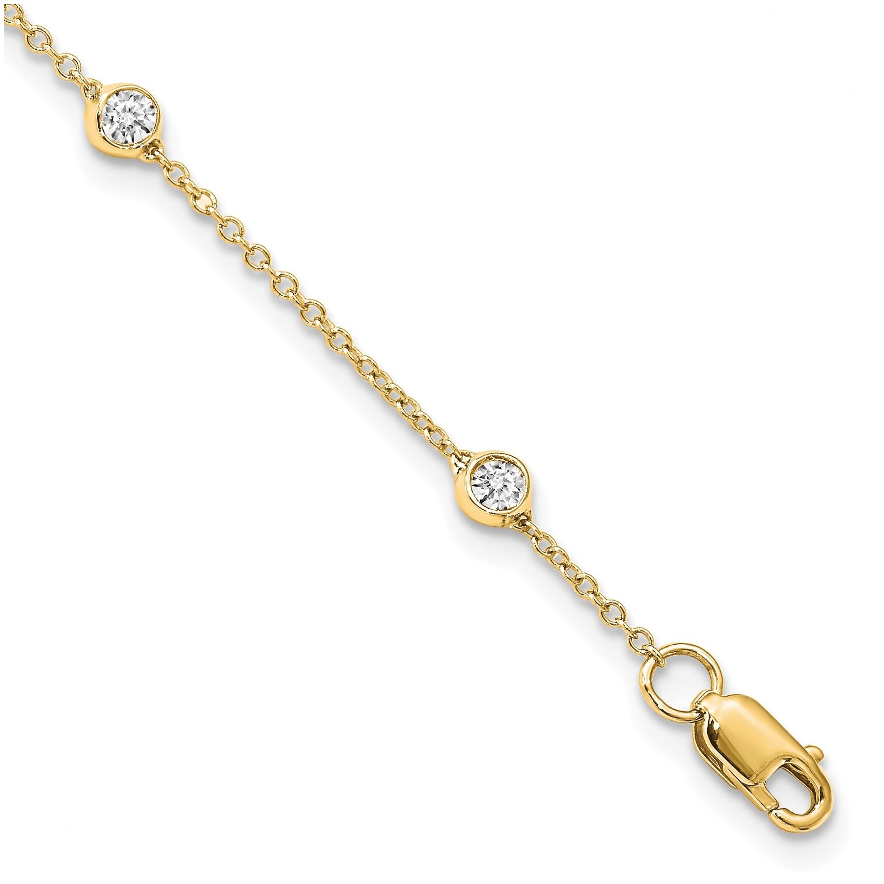 14k Gold Lab Grown Diamond Station Bracelets