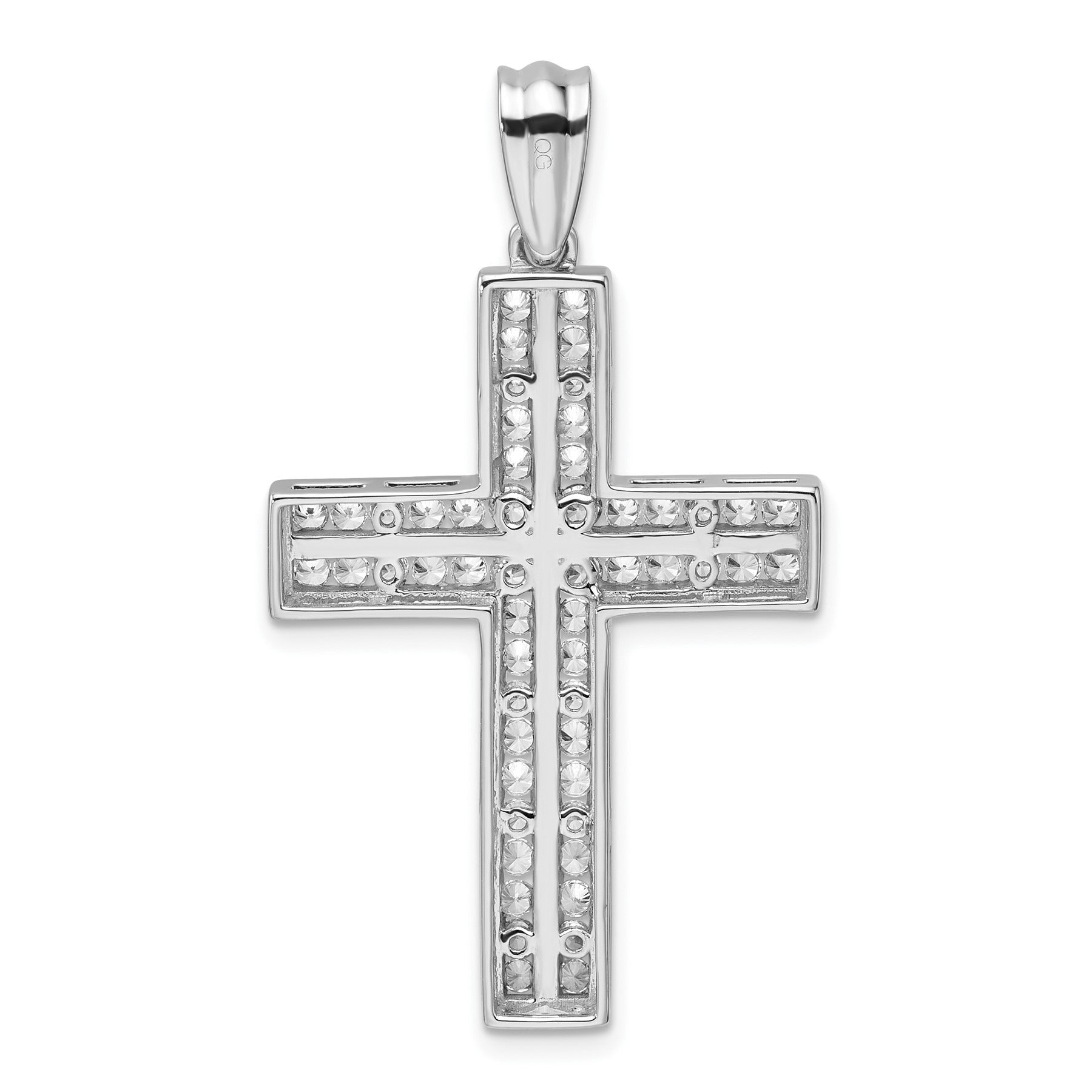 14k White Gold 1 carat Lab Grown Diamond Double Cross Pendant