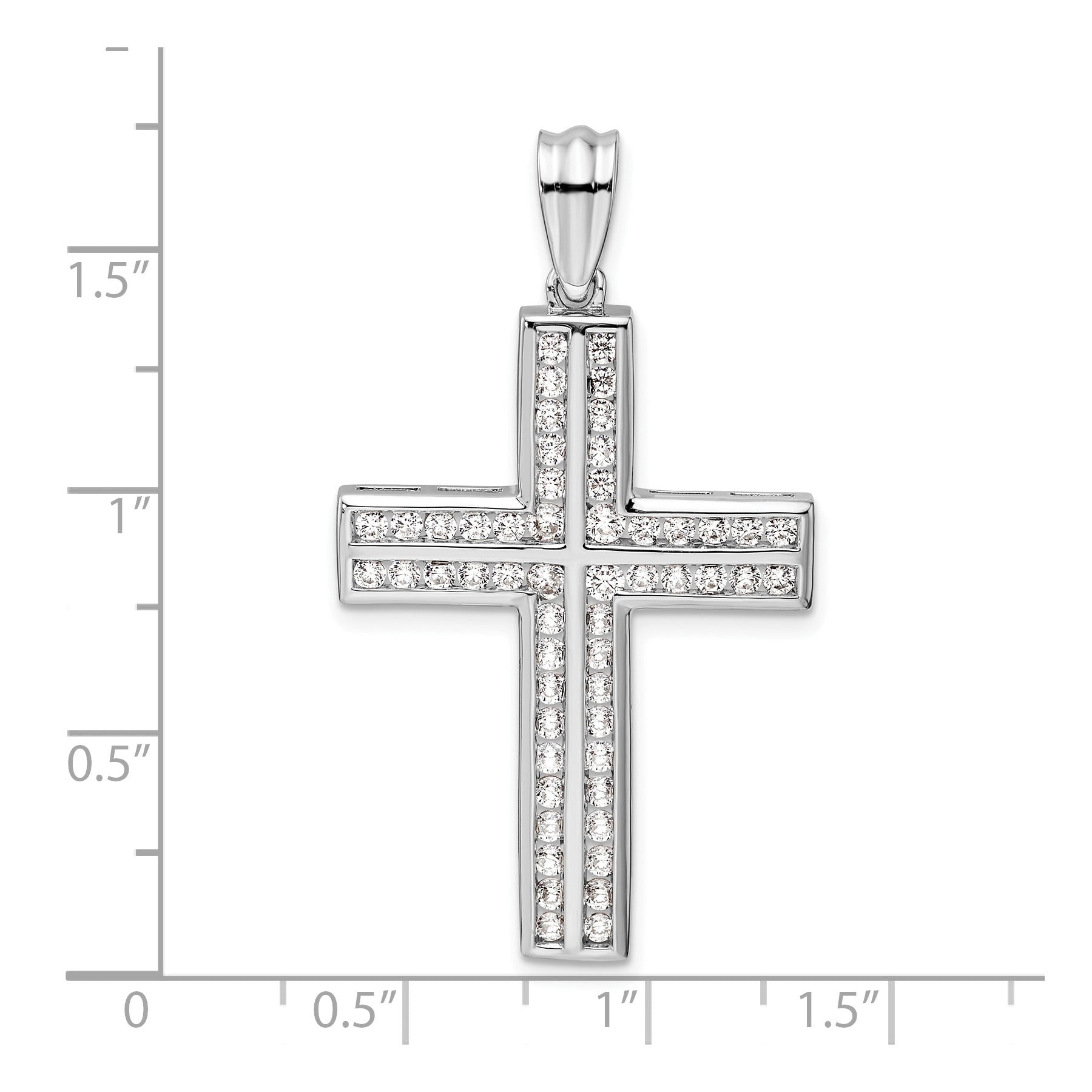 14k White Gold 1 carat Lab Grown Diamond Double Cross Pendant