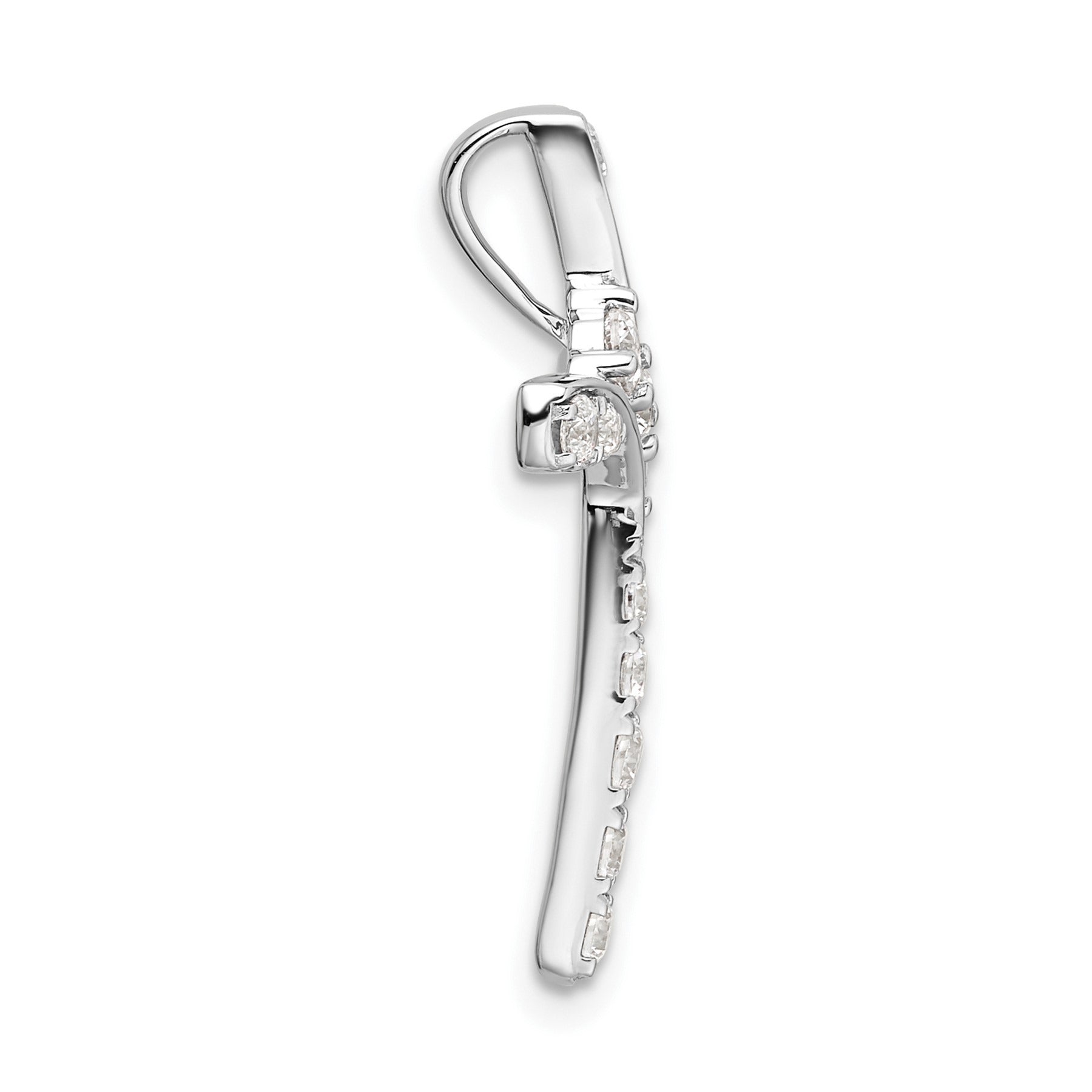 14k White Gold 1/2 carat Lab Grown Diamond Cross Chain Slide Pendant