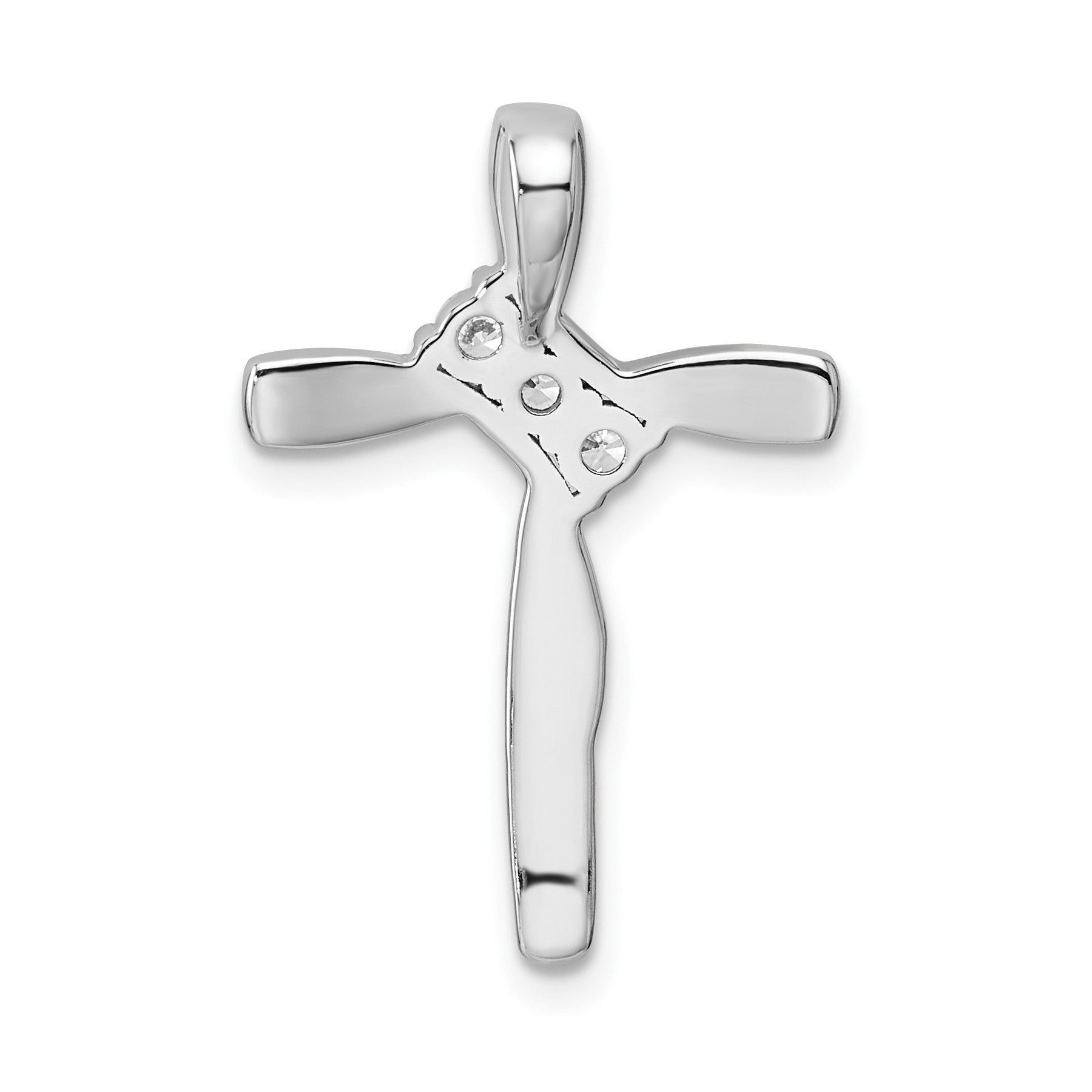 14k White Gold 1/2 carat Lab Grown Diamond Cross Chain Slide Pendant