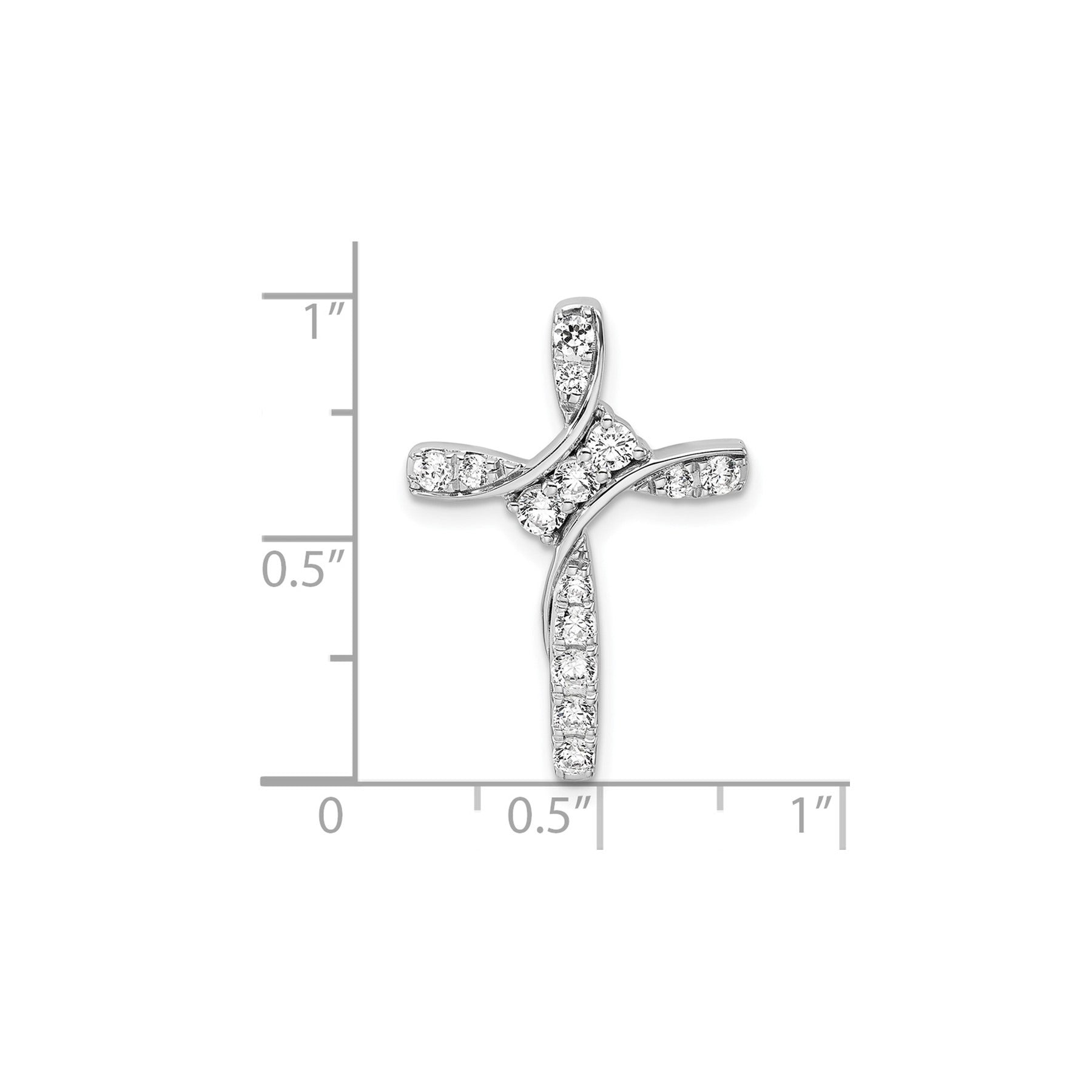 14k White Gold 1/2 carat Lab Grown Diamond Cross Chain Slide Pendant