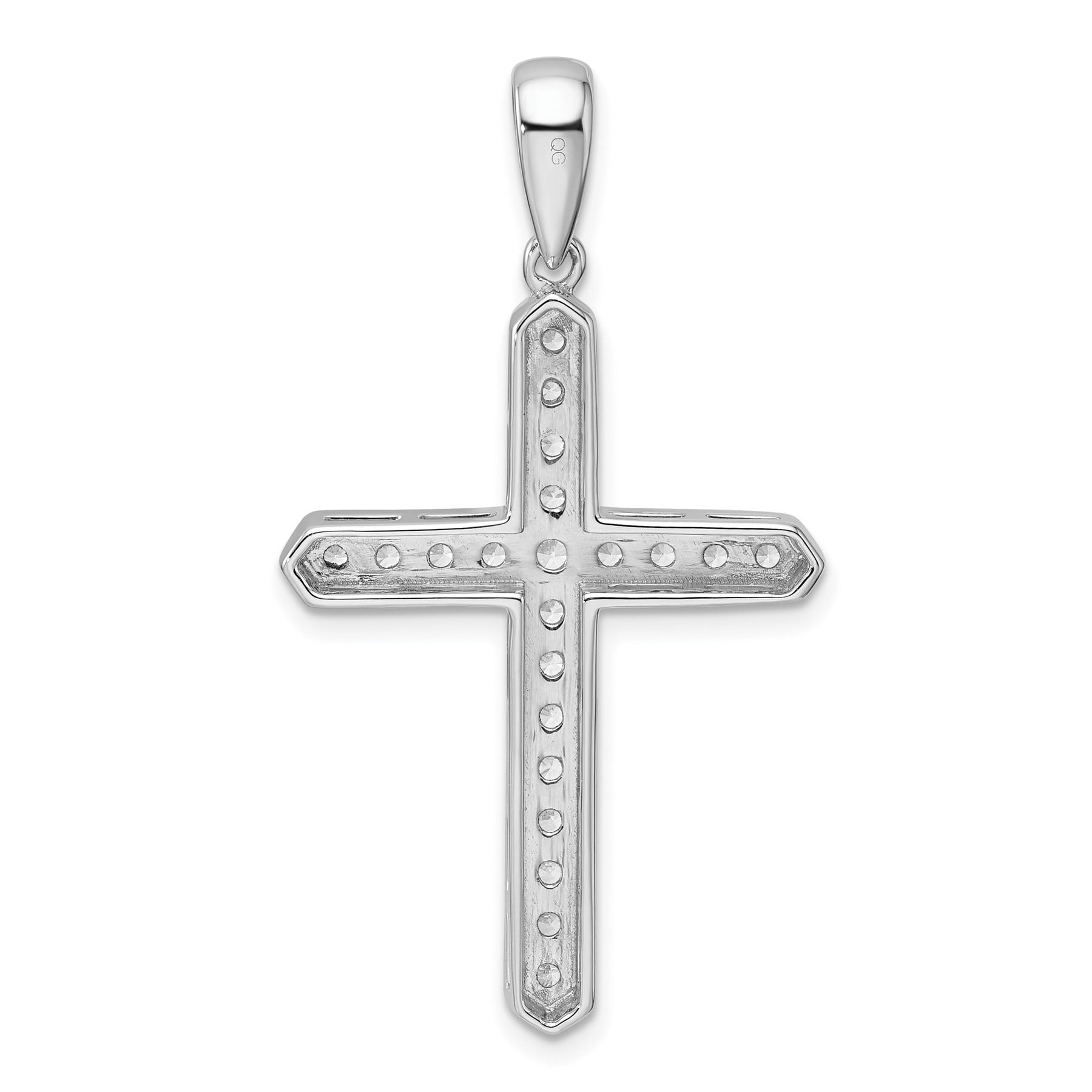14k White Gold 3/4 carat Lab Grown Diamond Cross Pendant